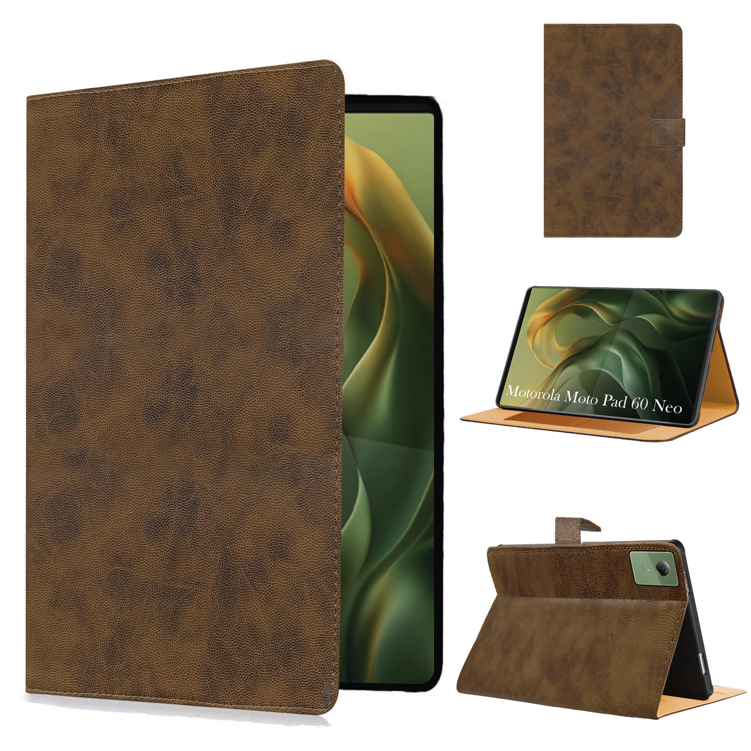 For Motorola Moto Pad 60 Neo 11 Inch Flip Cover Folio Cover (PU Leather | Multi-Angle Smart Stand | Card Storage Slots | Silicone Back Pouch)
