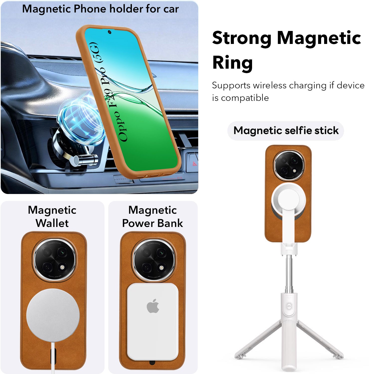 For Oppo F29 Pro Back Cover Case Leather Finish (MagSafe Compatible Wireless Charging | Soft Touch | Camera Bump Protection)