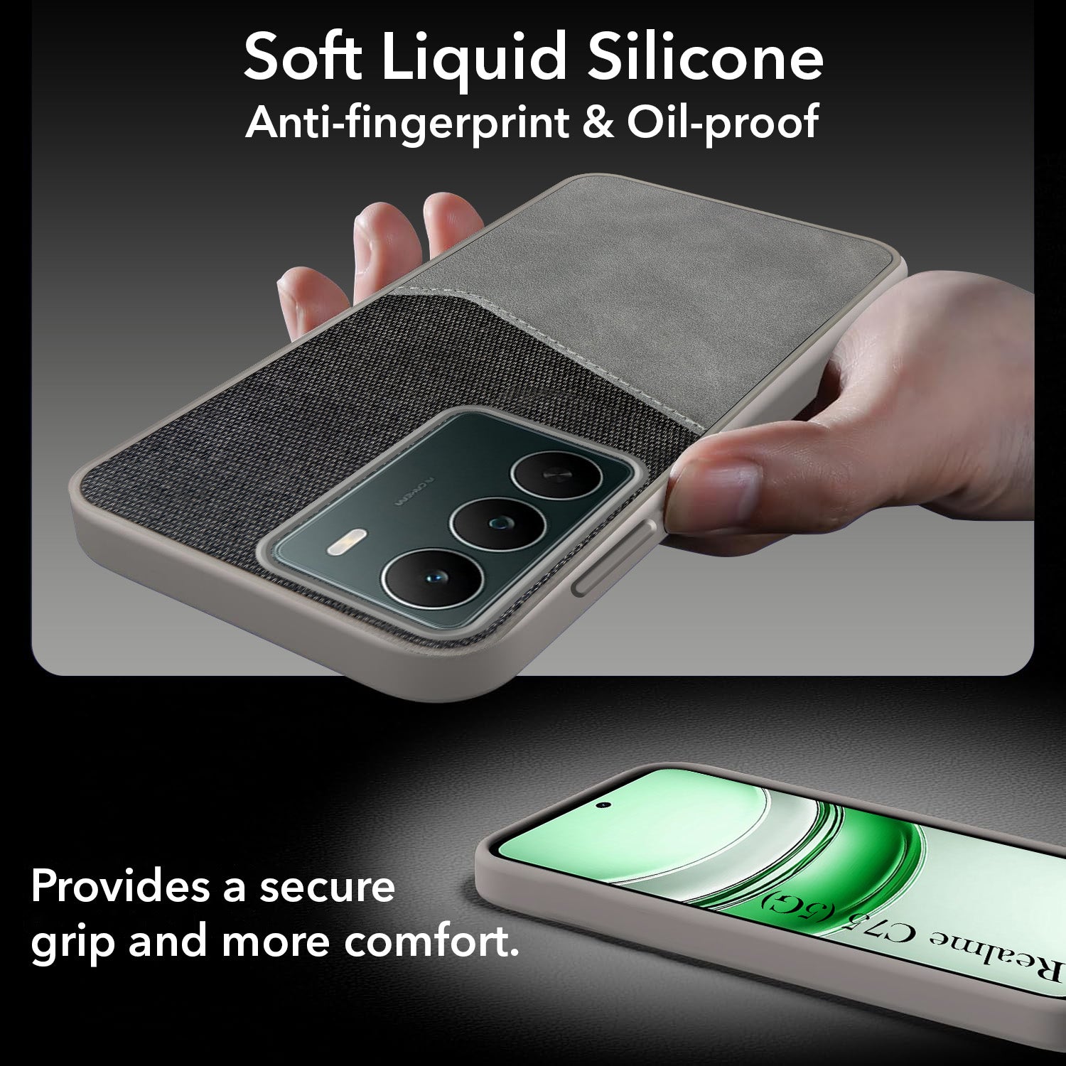 For Realme C75 5G Back Cover Case (Dual PU Leather Stitch | Professional Minimalist | Soft and Flexible)