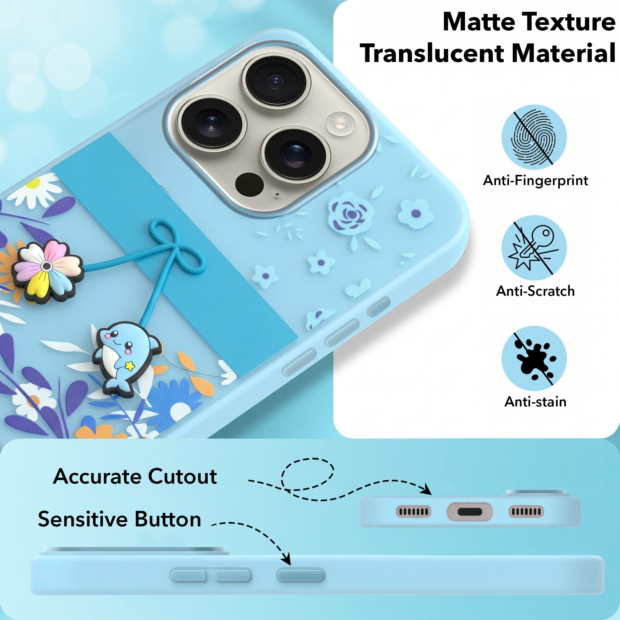 For Apple iPhone 16 Pro Back Cover Case (3D Cute Cartoons | Hard Back Side Soft | Matte Premium Finish | HD Printing)