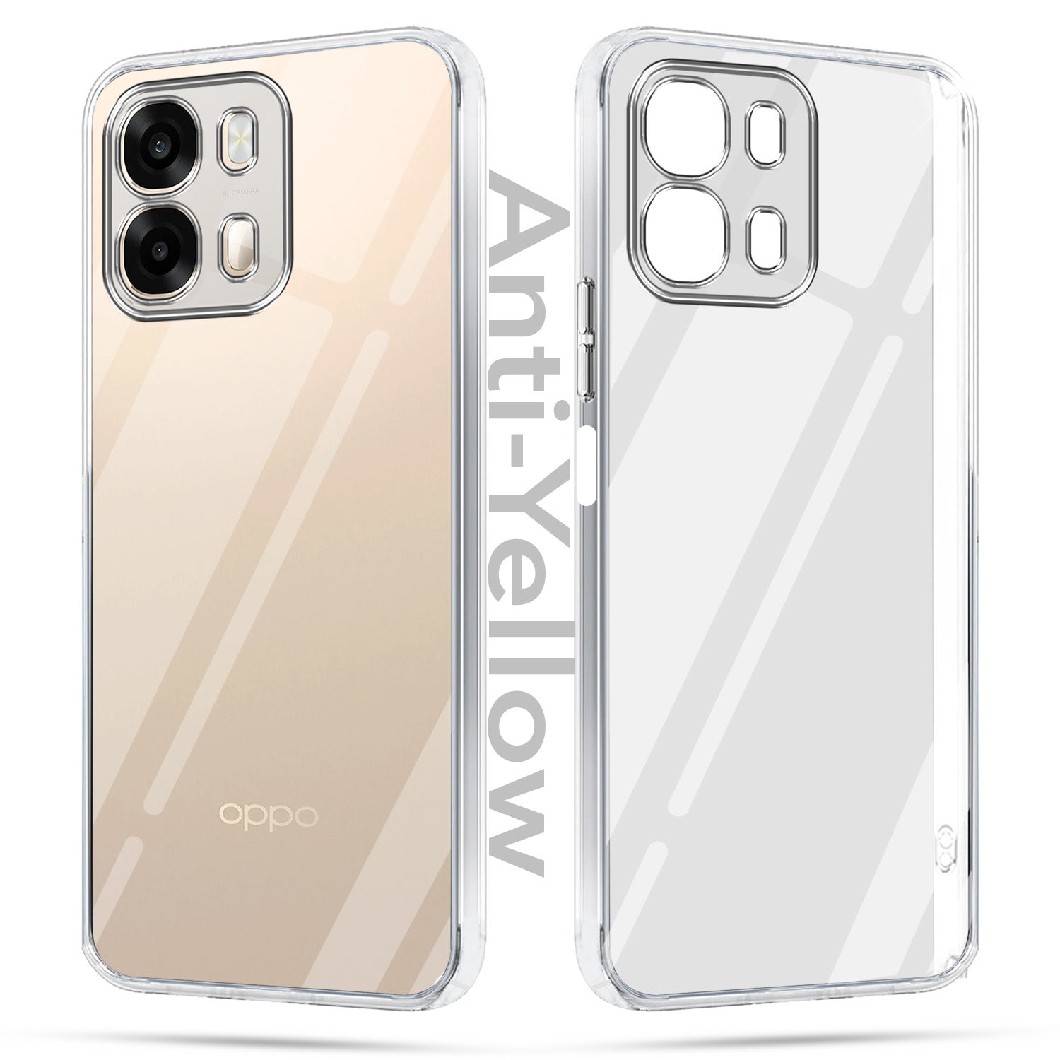 For Oppo A6 Pro Combo with Back Cover and 9H Tempered Glass (Lifetime Anti-Yellow | Sleek Hard Crystal | Oleophobic Coating Screen Glass)
