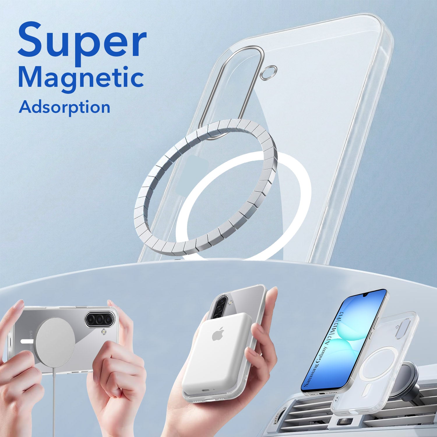 For Samsung Galaxy A17 | Samsung F17 | Samsung M17 5G Back Cover Case Lifetime Anti-Yellow MagSafe Compatible Clear (Sleek Hard Crystal | Shockproof and Camera Protection)
