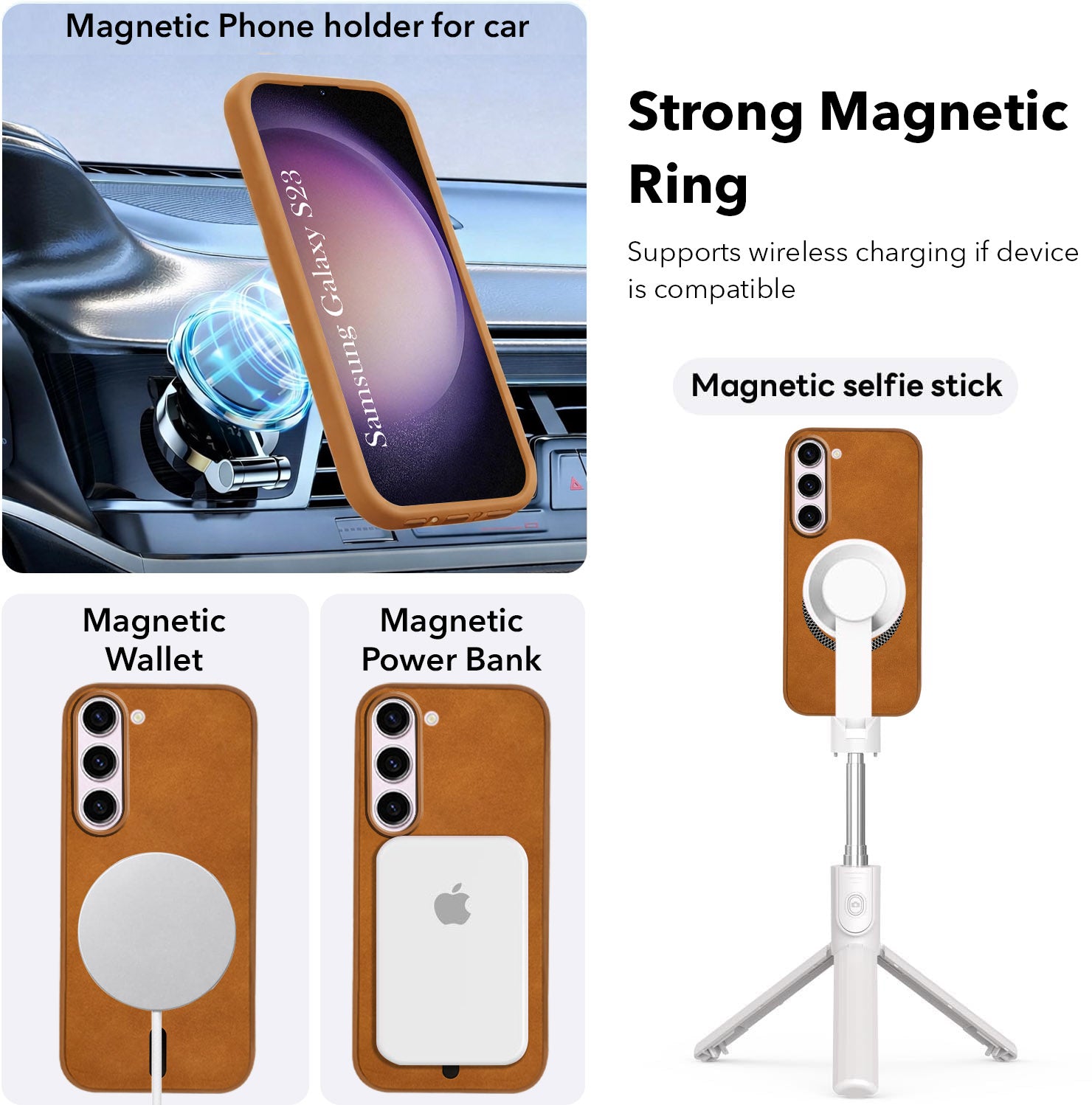For Samsung Galaxy S23 5G Back Cover Case (Sleek Leather Finish | MagSafe Compatible Wireless Charging | Camera Bump Protection)