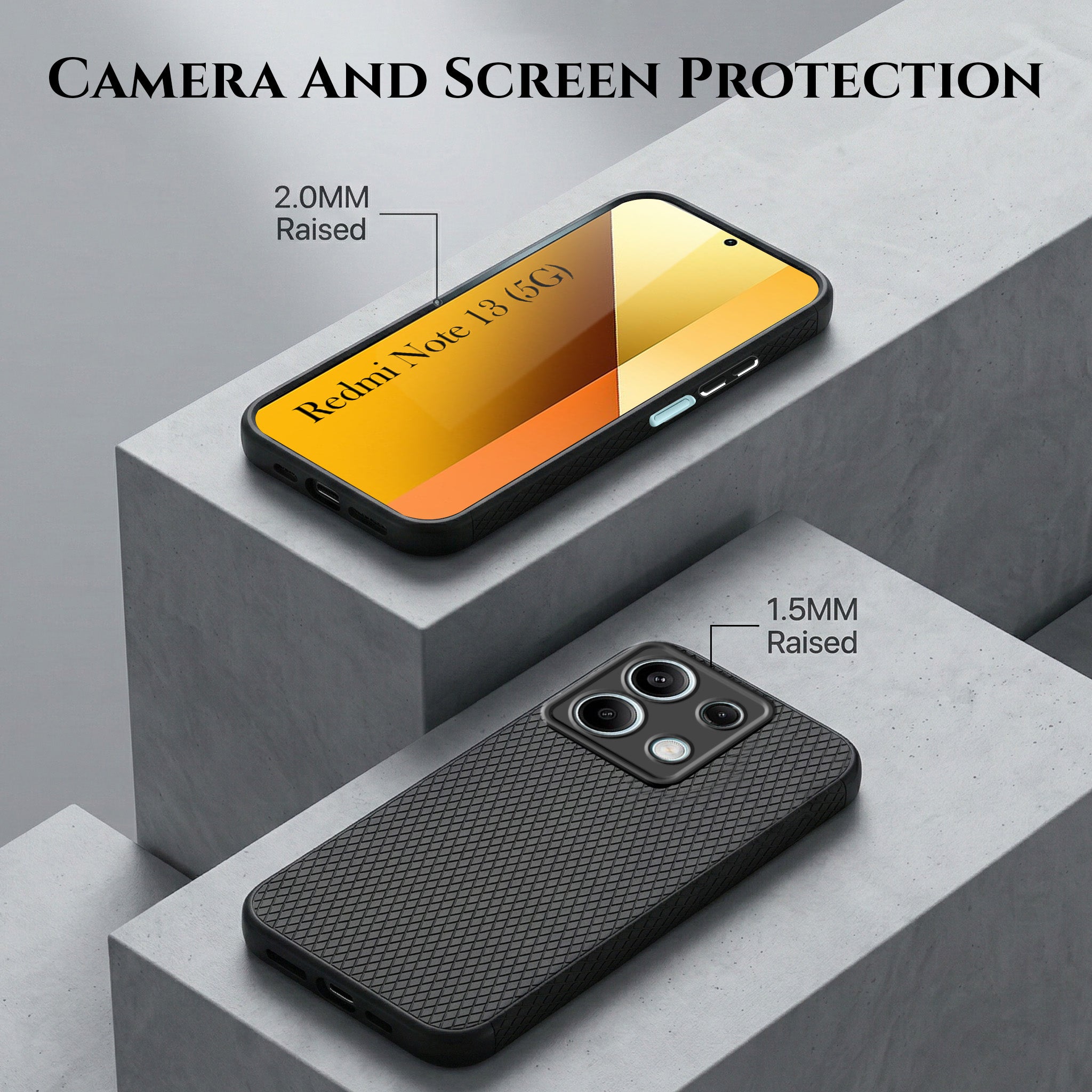 For Xiaomi Redmi Note 13 5G Combo with Back Cover and 9H Tempered Glass (Liquid Silicone | Camera Protection | Oleophobic Coating Screen Glass)