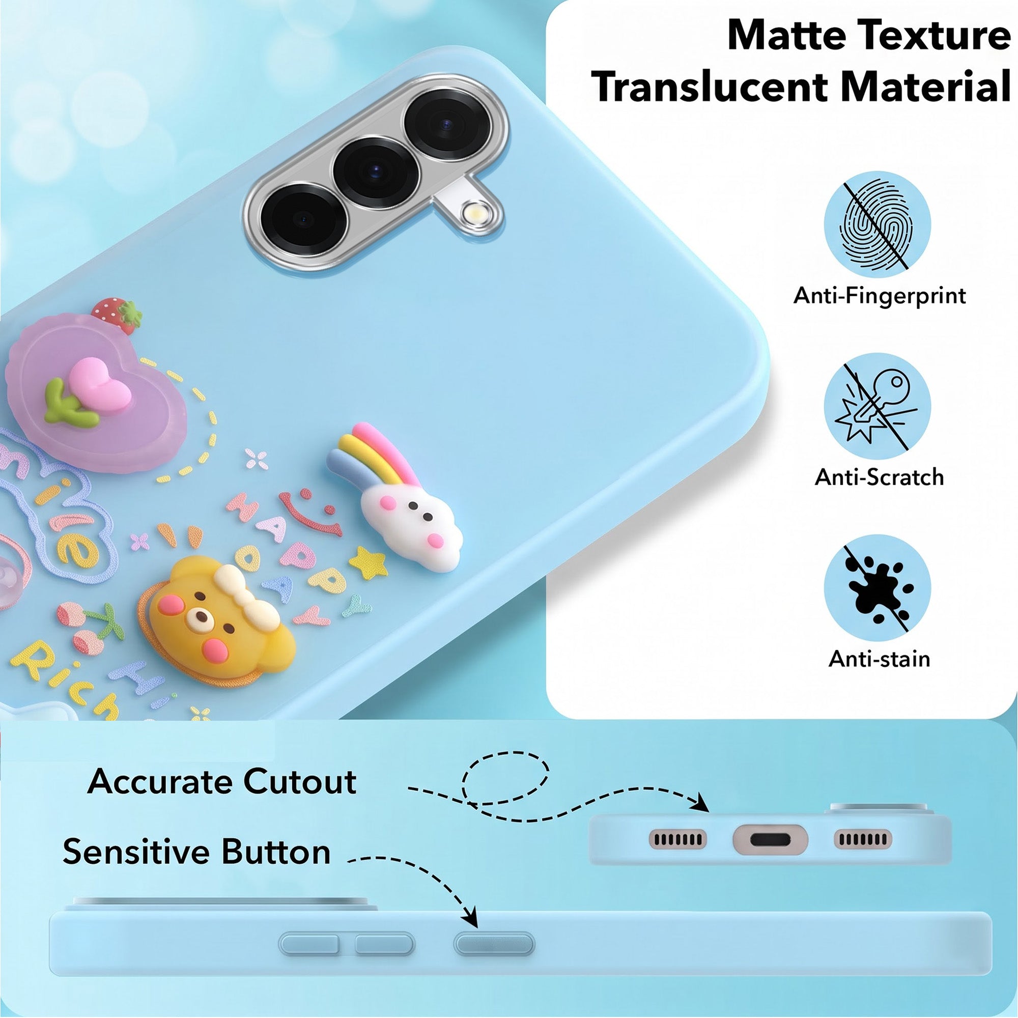 For Samsung Galaxy A36 5G Back Cover Case (3D Cute Cartoons | Hard Back Side Soft | Matte Premium Finish | HD Printing)