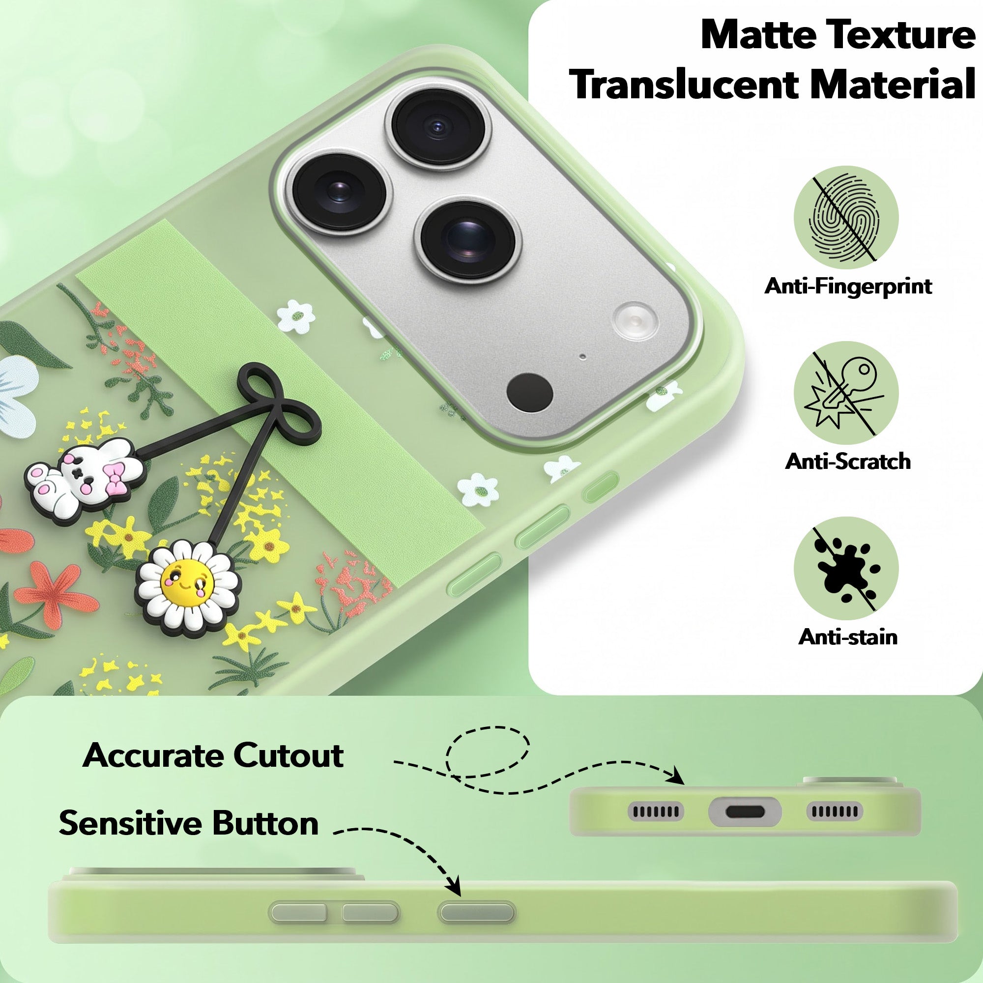 For Apple iPhone 17 Pro Back Cover Case (3D Cute Cartoons | Hard Back Side Soft | Matte Premium Finish | HD Printing)