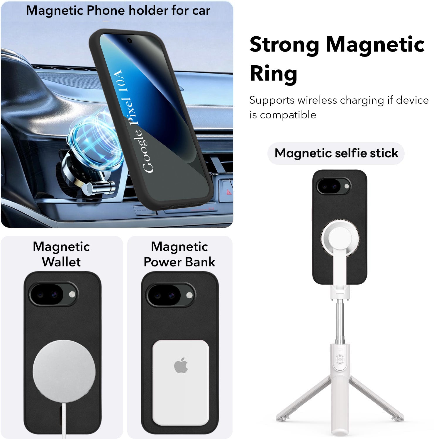 For Google Pixel 10a Back Cover Case Leather Finish (MagSafe Compatible Wireless Charging | Soft Touch | Camera Bump Protection)