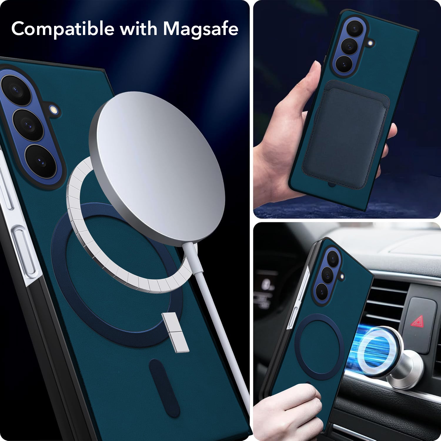 For Samsung Galaxy Z Fold 7 Back Cover Case Leather Finish (MagSafe Wireless Charging Compatible | Inside Microfiber Cloth)