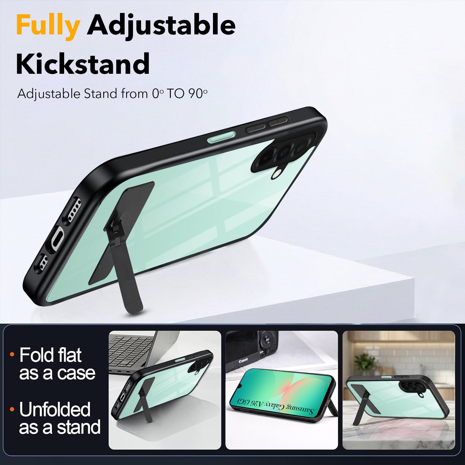 For Samsung Galaxy A26 5G Back Cover Case (Built-in Stand | Lifetime Anti Yellow | Kickstand Shockproof | Camera Protection | MagSafe Compatible)