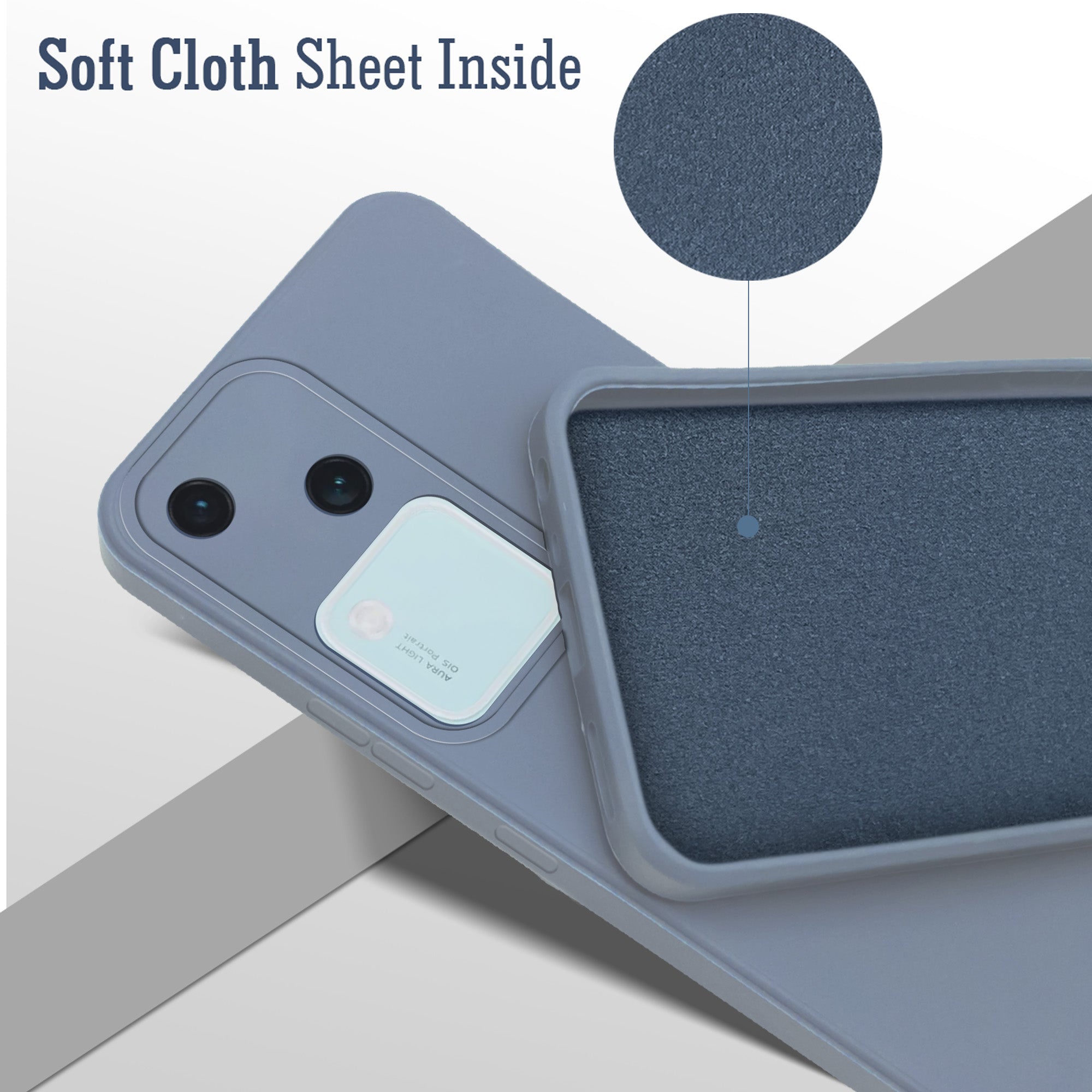 For Vivo V30 5G Back Cover Case (Matte Finish Silicone with Inside Fiber Cloth)