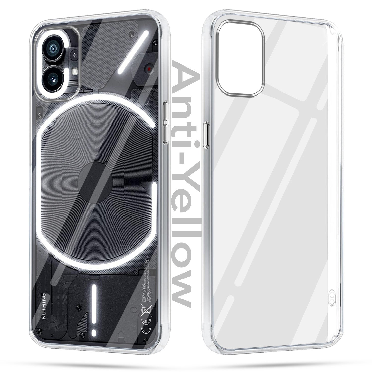 For Nothing Phone 1 Combo with Back Cover and 9H Tempered Glass (Lifetime Anti-Yellow | Sleek Hard Crystal | Oleophobic Coating Screen Glass)