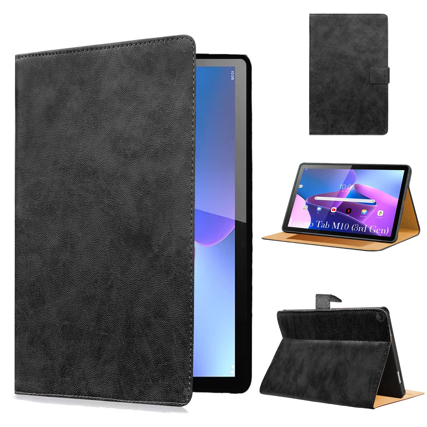 For Lenovo Tab M10 Gen 3 (TB328XU) Flip Cover Folio Cover 10.1 Inch (PU Leather | Multi-Angle Smart Stand | Card Storage Slots | Silicone Back Pouch)