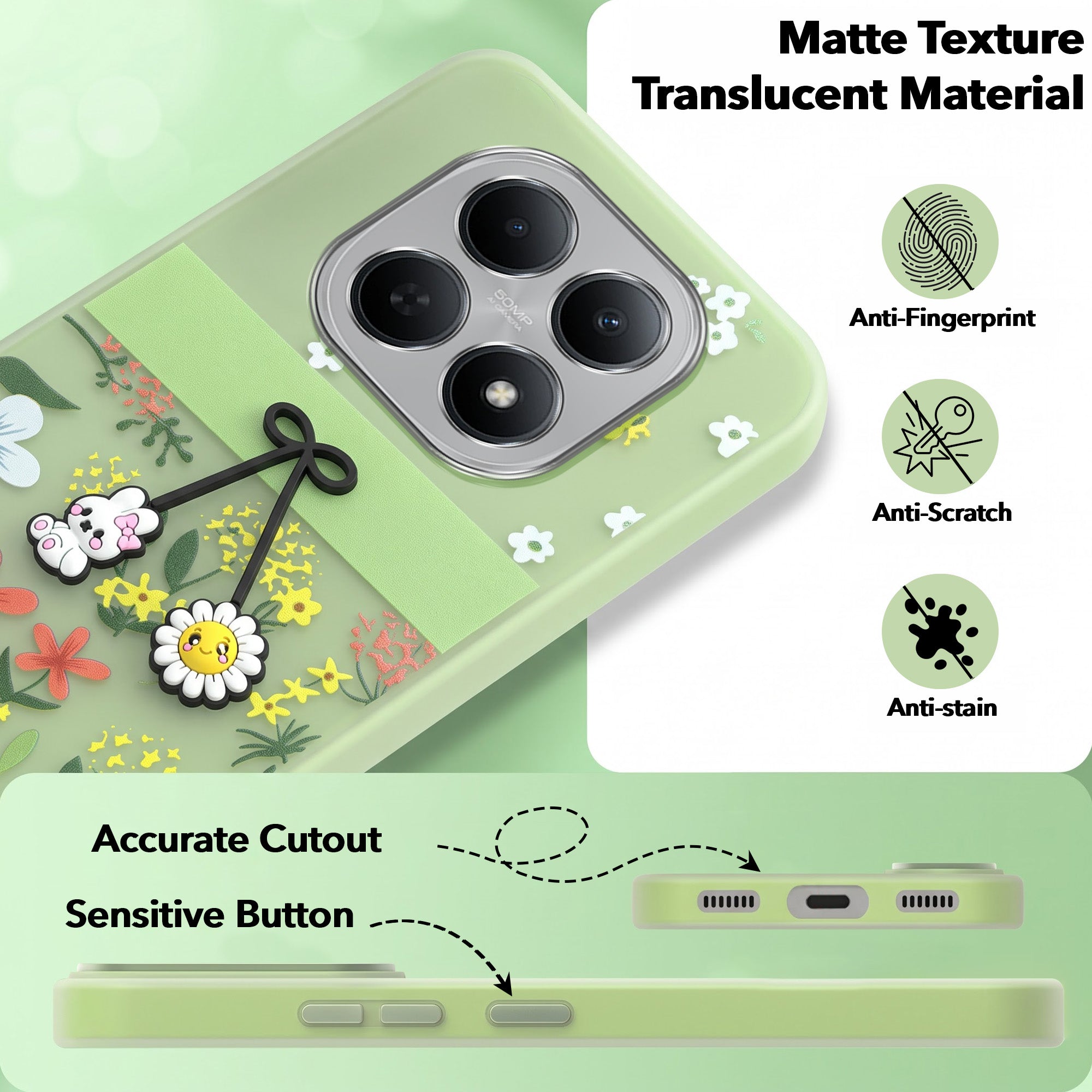 For Poco M8 5G Back Cover Case (3D Cute Cartoons | Hard Back Side Soft | Matte Premium Finish | HD Printing)