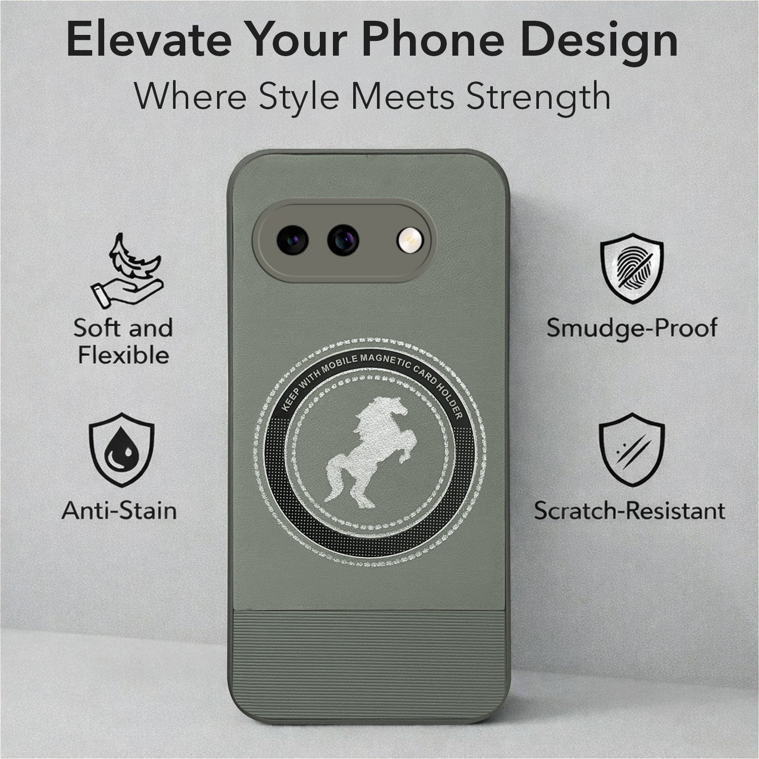 For Google Pixel 9A PU Leather Finish Back Cover Case (Professional Minimalist Texture | MagSafe Compatile | Camera Protection | Sleek Sober Formal)