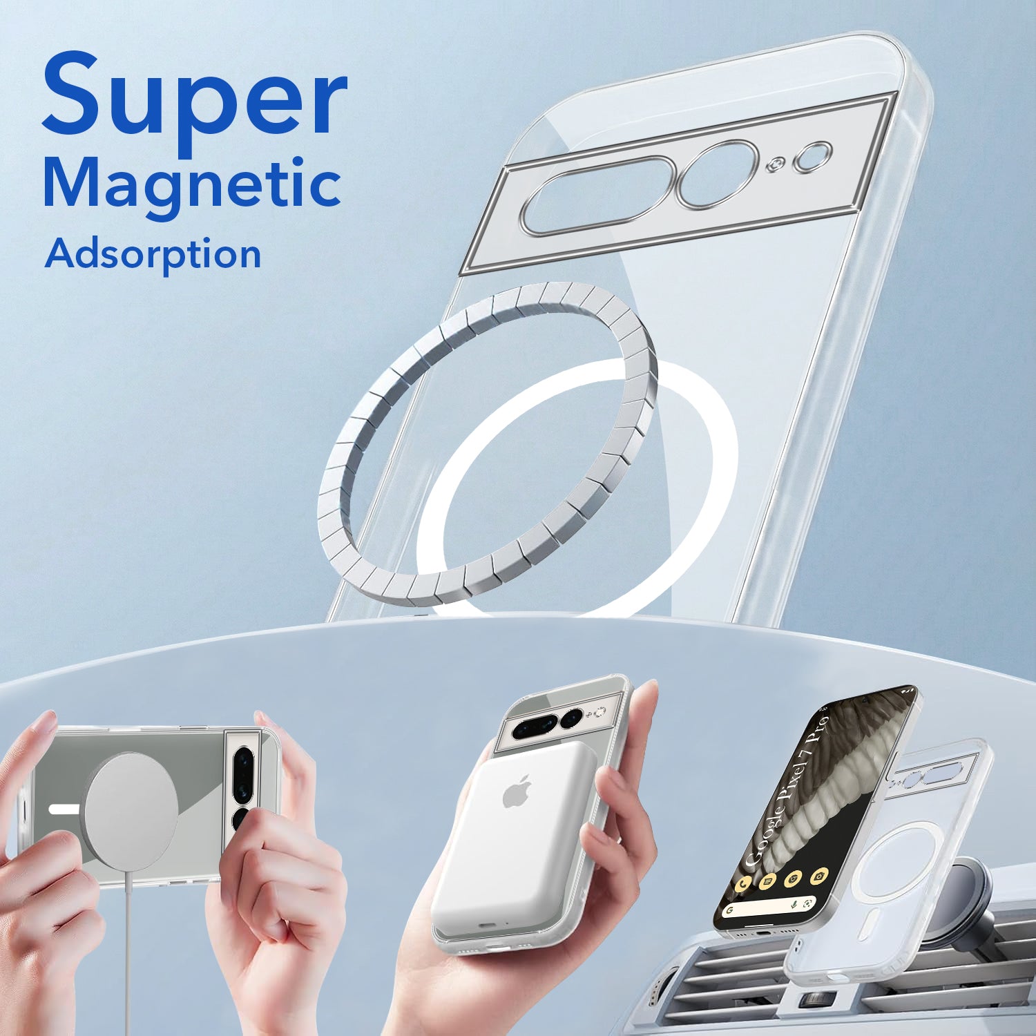 For Google Pixel 7 Pro Back Cover Shockproof Crystal-Clear (MagSafe Wireless Support | Drop & Camera Protection | Hard Polycarbonate)
