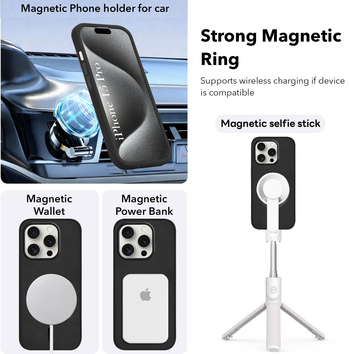 For Apple iPhone 15 Pro Back Cover Case Leather Finish (MagSafe Compatible Wireless Charging | Soft Touch | Camera Bump Protection)