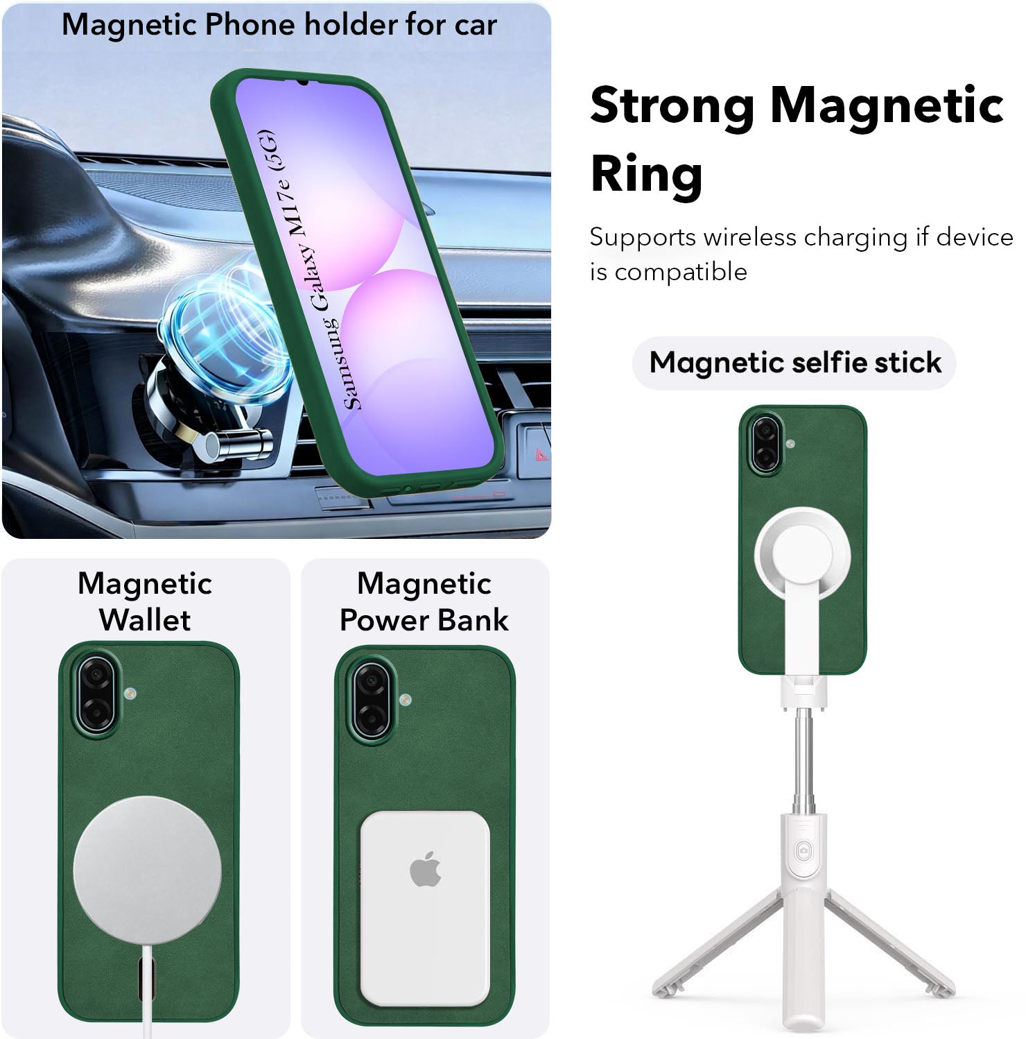 For Samsung Galaxy M17e Back Cover Case Leather Finish (MagSafe Compatible Wireless Charging | Soft Touch | Camera Bump Protection)