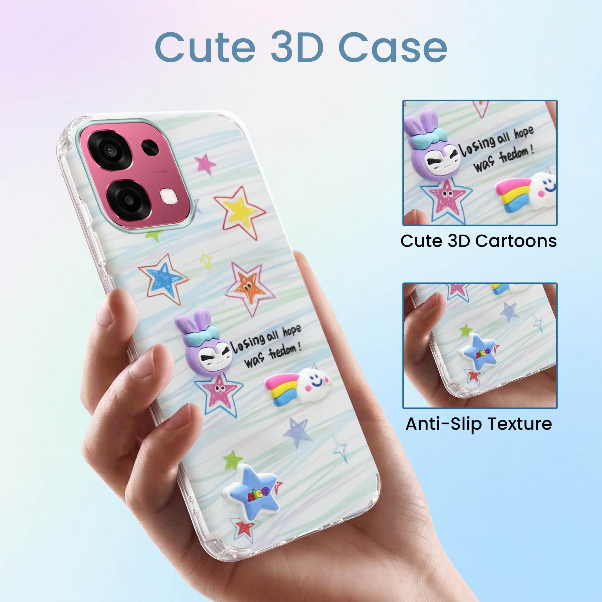 For Oppo F31 5G | Oppo F33 5G Back Cover Case (3D Cute Cartoons | Hard Back Side Soft | Matte Premium Finish | HD Printing)