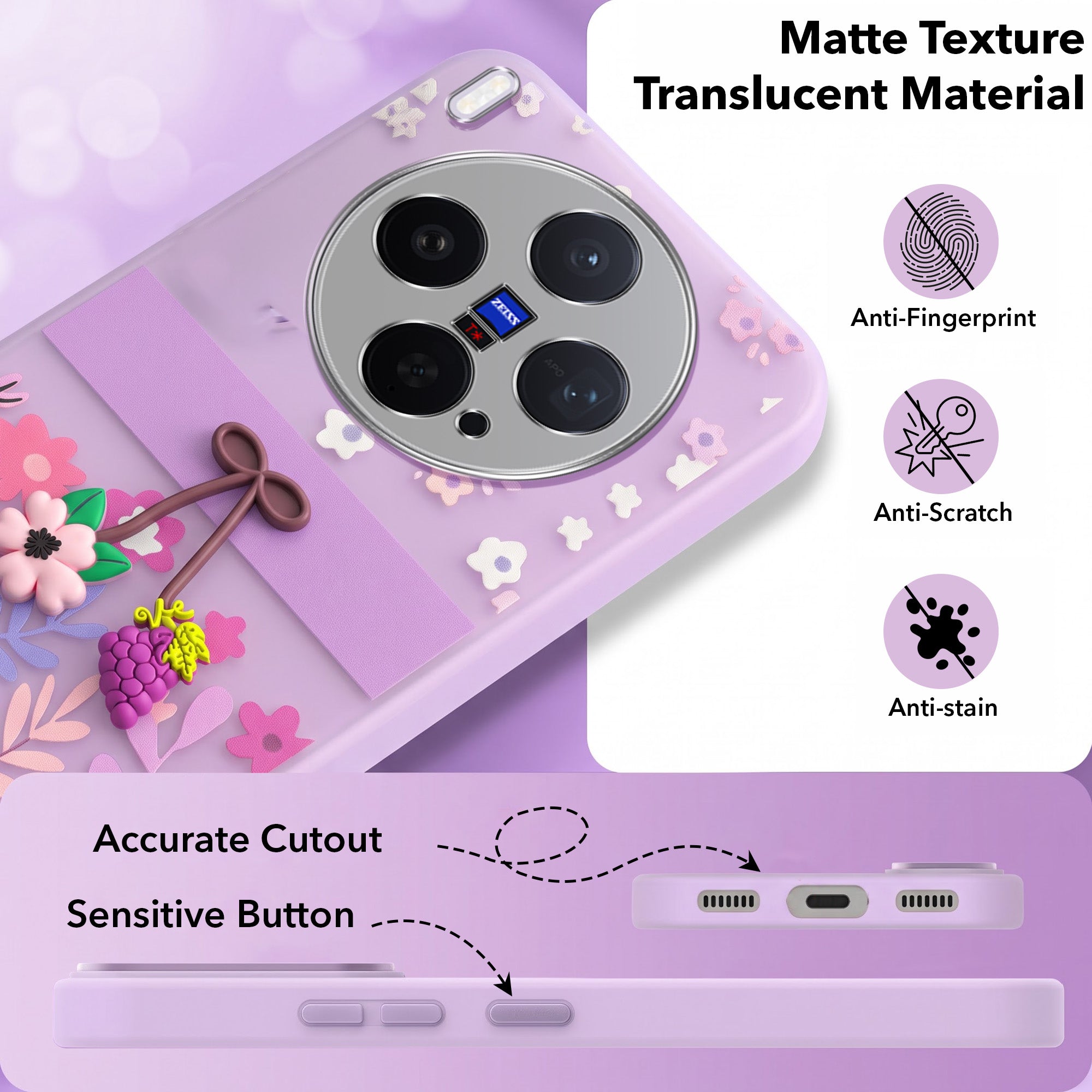 For Vivo X300 5G Back Cover Case (3D Cute Cartoons | Hard Back Side Soft | Matte Premium Finish | HD Printing)