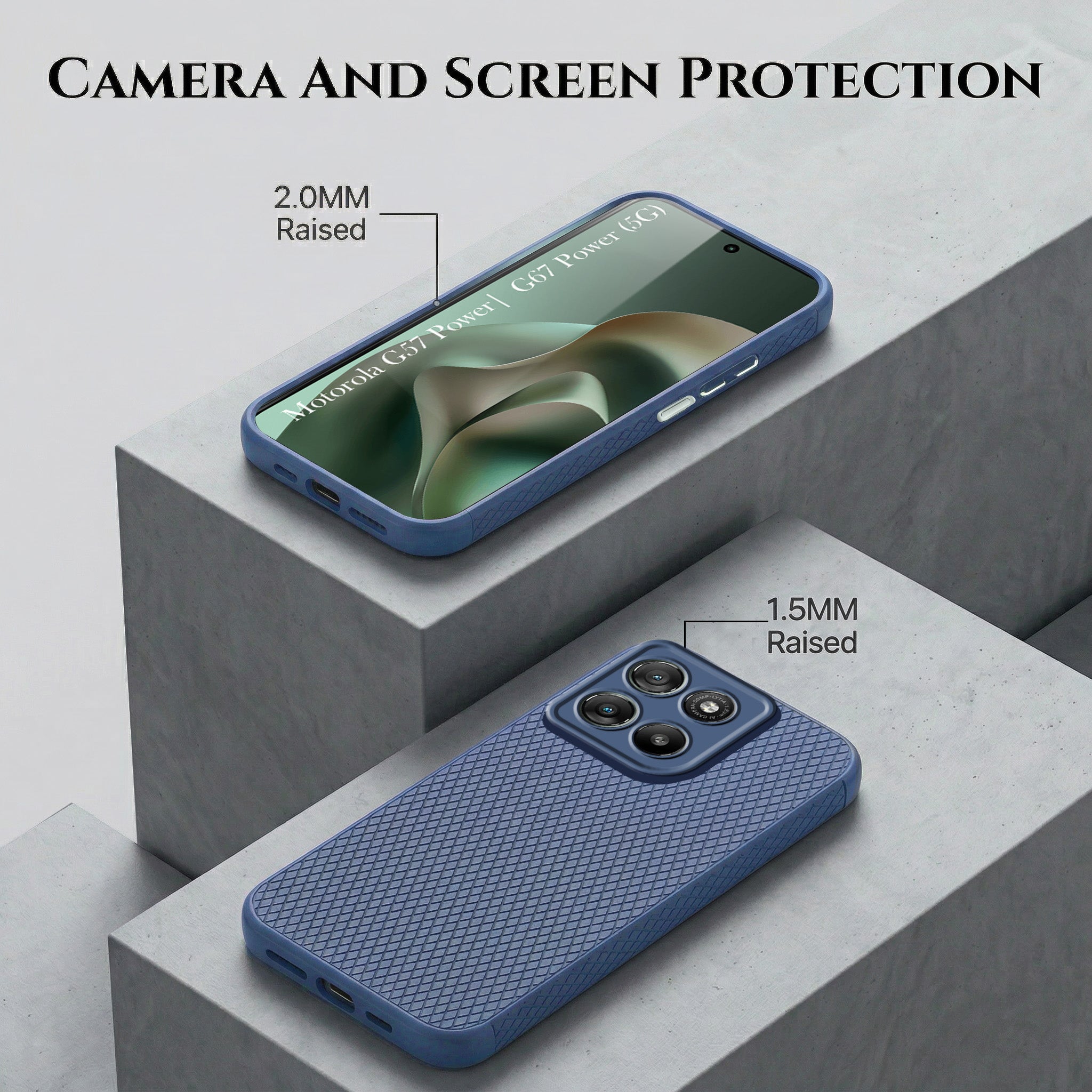 For Motorola Moto G67 Power | G57 Power Combo with Back Cover and 9H Tempered Glass (Liquid Silicone | Camera Protection | Oleophobic Coating Screen Glass)