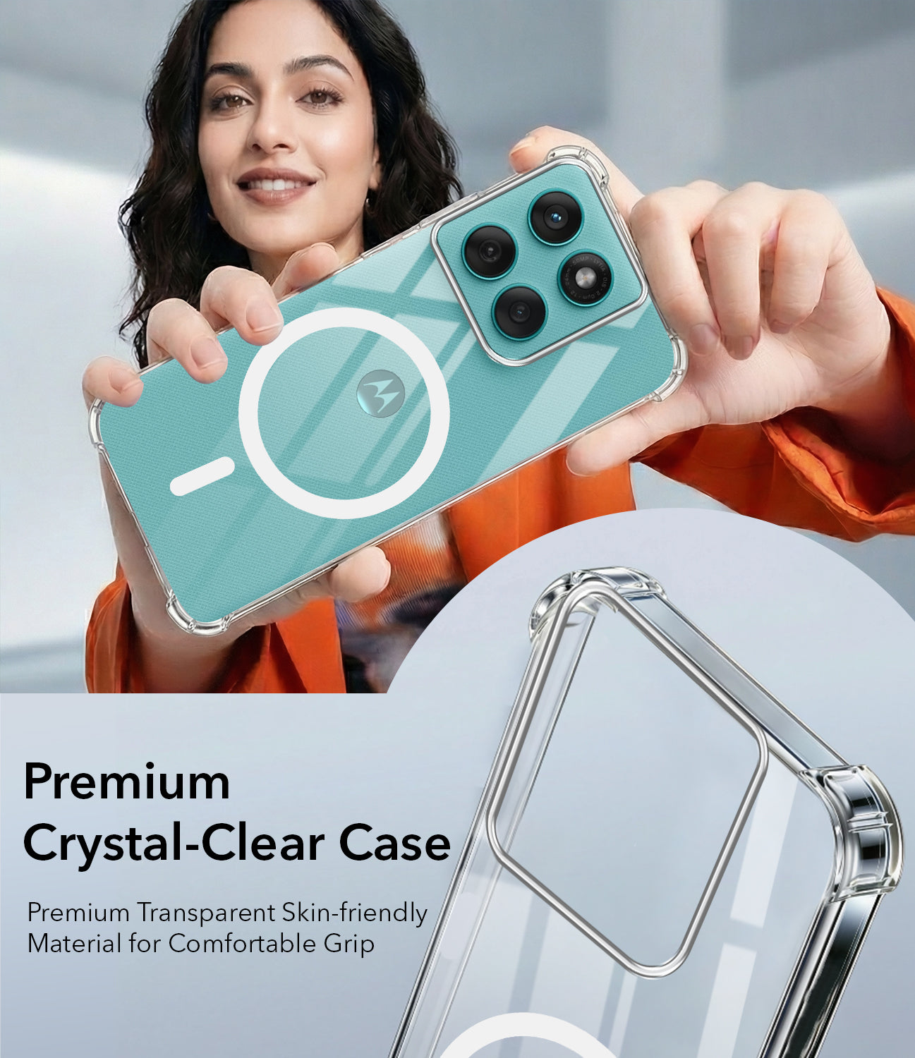 For Motorola Moto Edge 60 Fusion Back Cover Shockproof Crystal-Clear (Magsafe Wireless Support | Drop & Camera Protection | Hard Polycarbonate)
