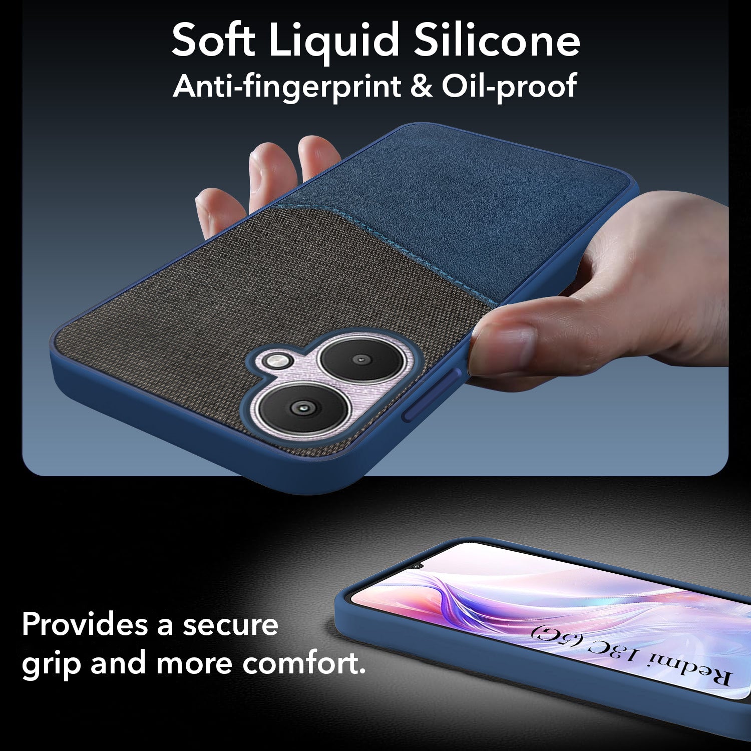 For Redmi 13C 5G Back Cover Case (Dual PU Leather Stitch | Professional Minimalist | Soft and Flexible)