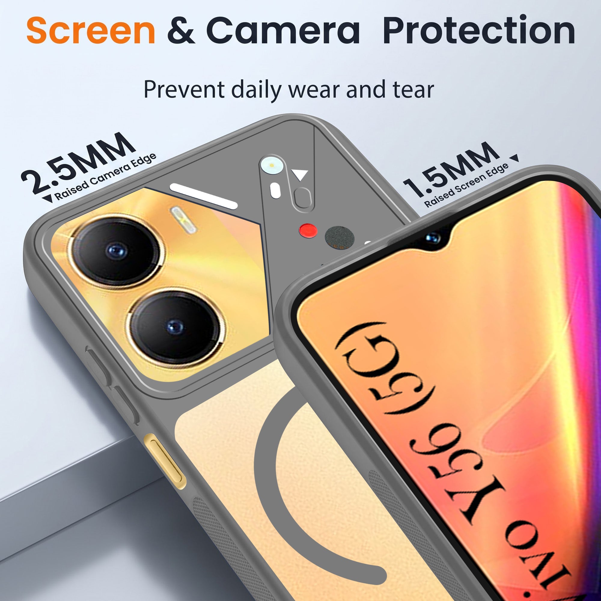 For Vivo Y56 5G Back Cover Case Lifetime Anti-Yellow Clear (Camera Protection | Side Grip | Wireless MagSafe Compatible)