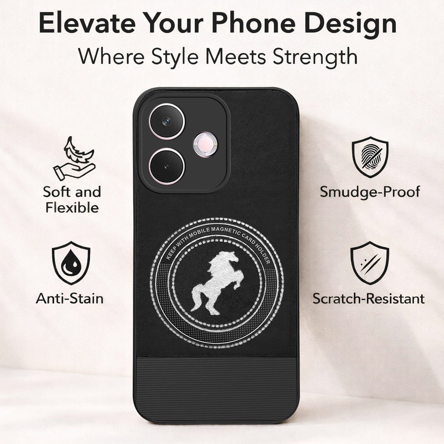 For Oppo A5 Pro Back Cover Case PU Leather Finish (Professional Minimalist Texture | MagSafe Compatile | Camera Protection | Sleek Sober Formal)