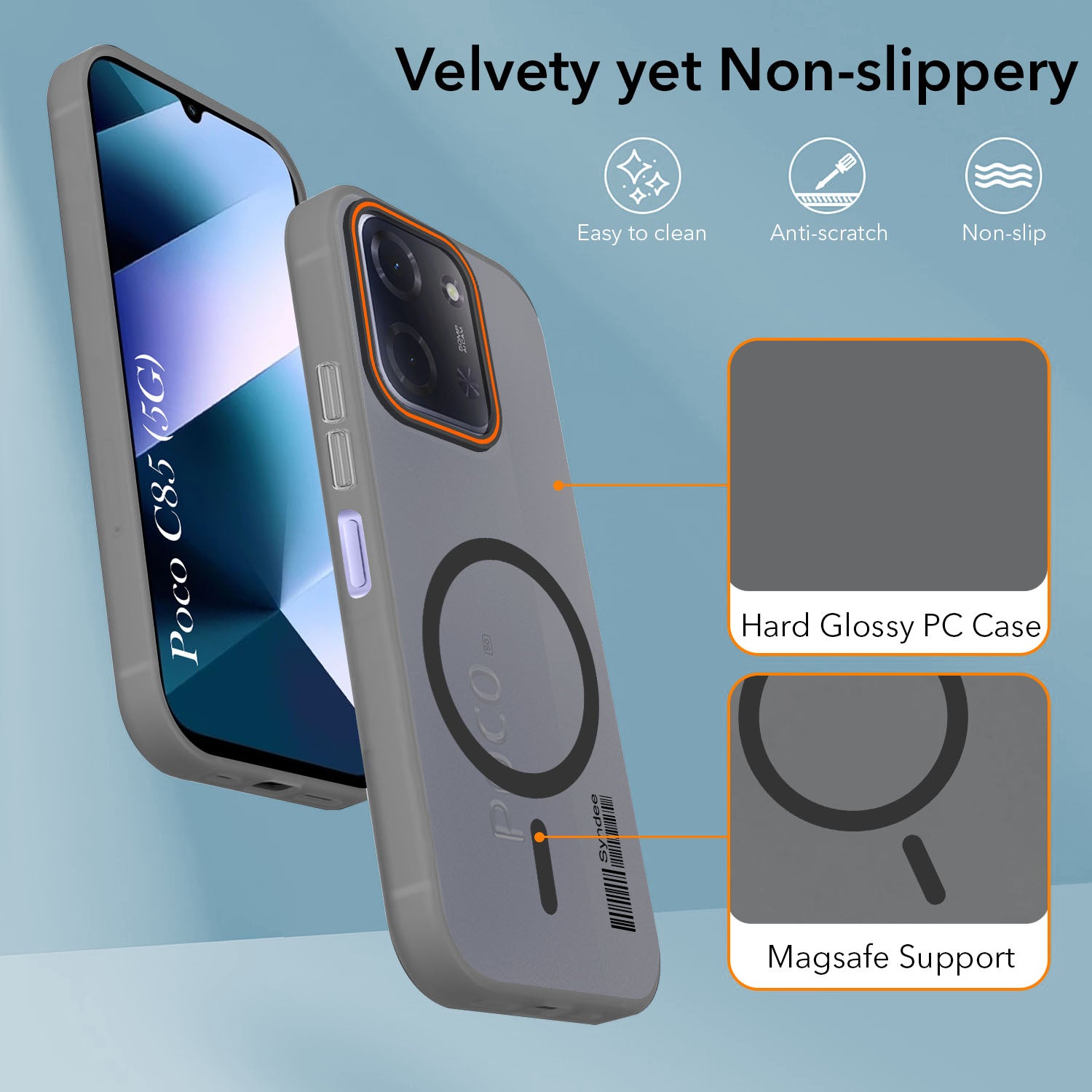 For Poco C85 5G Back Cover Case (Soft Touch | Camera Bump Protection | MagSafe Compatible | Matte Finish)