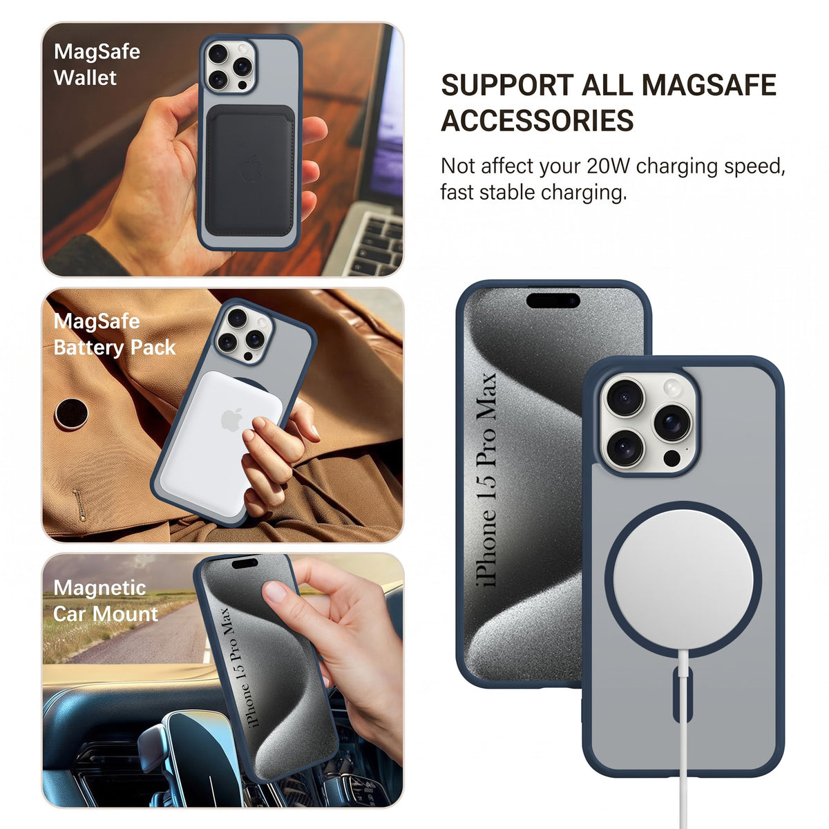 For Apple iPhone 15 Pro Max Matte Finish Back Case Cover (MagSafe Compatible | Translucent Soft Touch | Slim and Unbreakable)