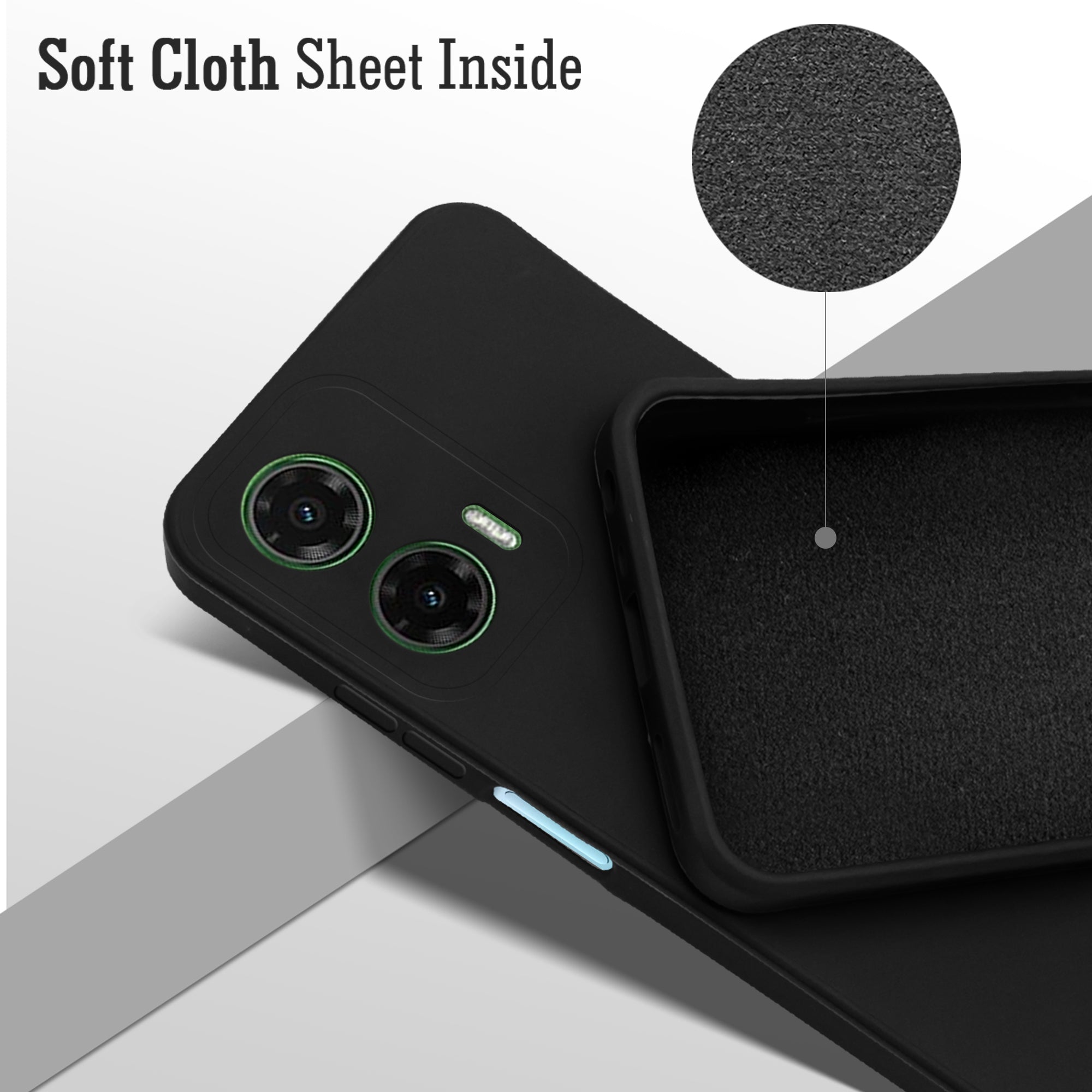 For Motorola Moto G35 5G Back Cover Case ( Matte Finish Silicone with Inside Fiber cloth)