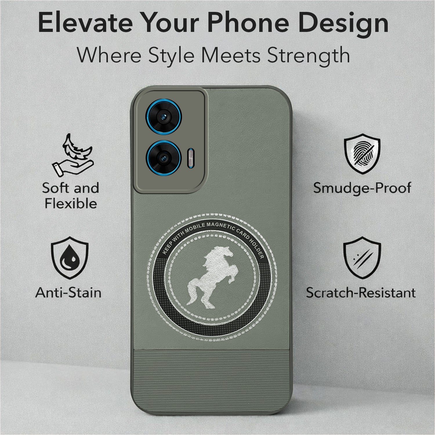 For Motorola Moto G96 Back Cover Case PU Leather Finish (Professional Minimalist Texture | MagSafe Compatile | Camera Protection | Sleek Sober Formal)
