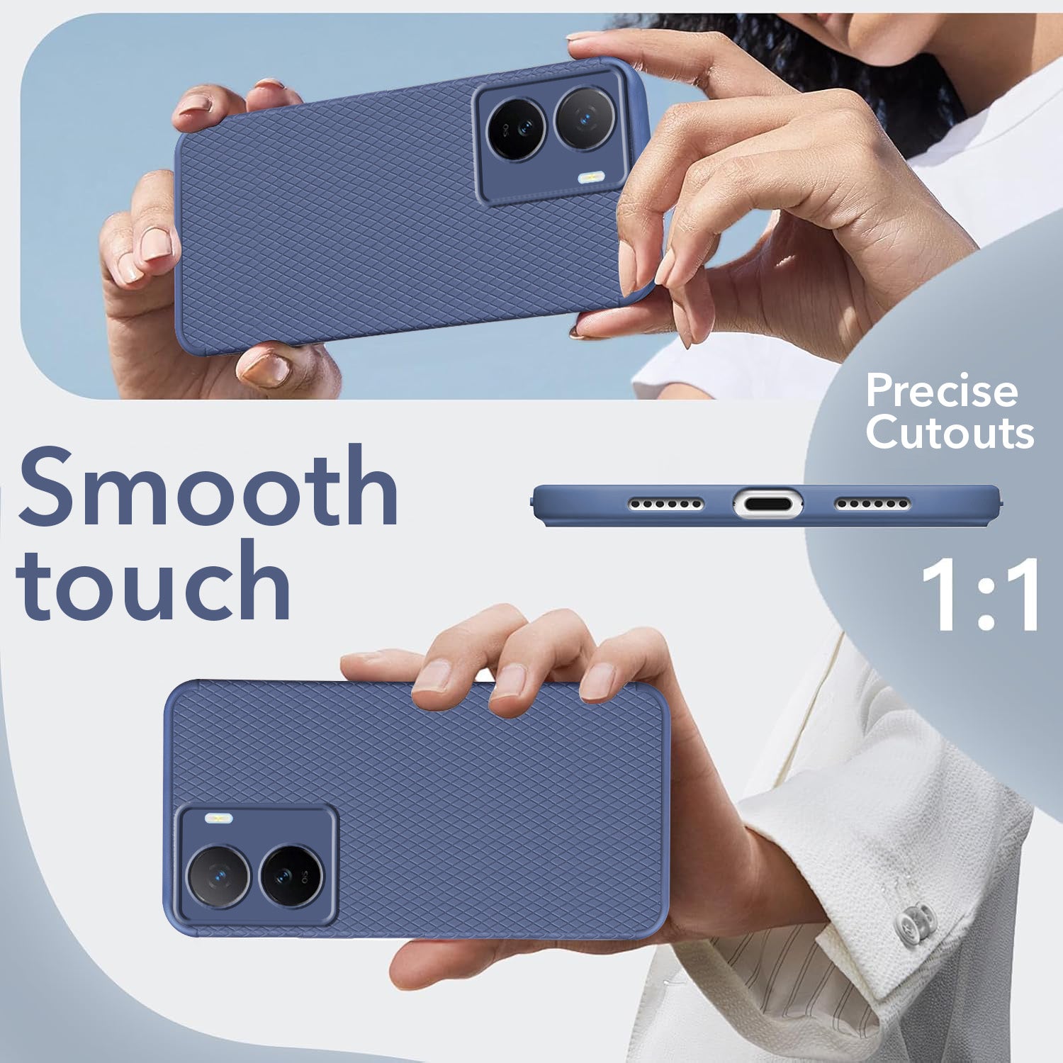 For Vivo IQOO Z7 5G Back Cover Case (Liquid Silicone | Side Grip | Camera Protection)