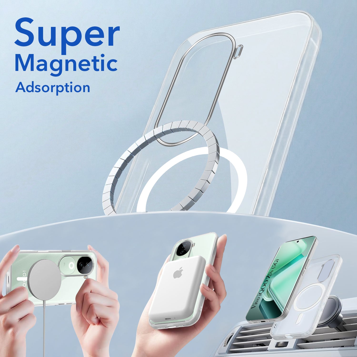 For Vivo iQOO Z9s Back Cover Case Lifetime Anti-Yellow MagSafe Compatible Clear (Sleek Hard Crystal | Shockproof and Camera Protection)