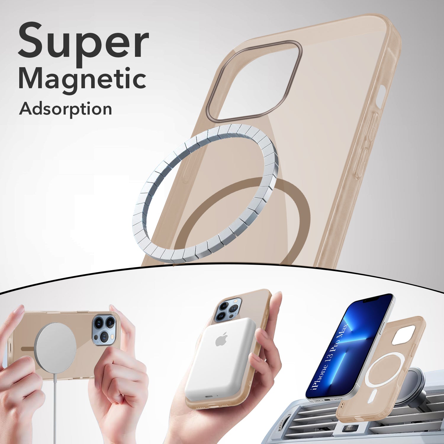 For Apple iPhone 13 Pro Max Back Case Cover Lifetime Anti-Yellow MagSafe Compatible Clear (Sleek Hard Crystal | Camera Protection and Shockproof)