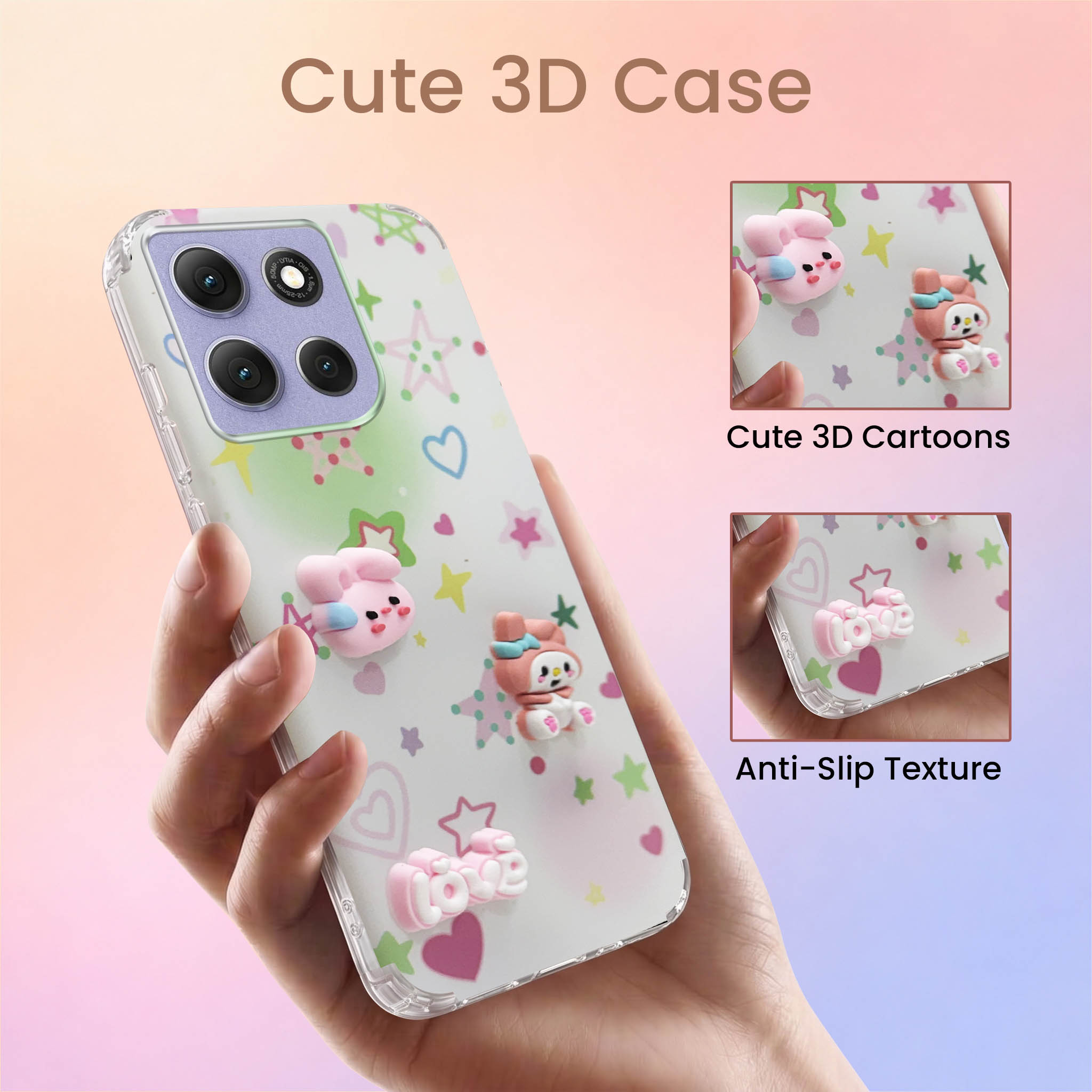 For Motorola Moto G86 Power Back Cover Case (3D Cute Cartoons | Hard Back Side Soft | Matte Premium Finish | HD Printing)
