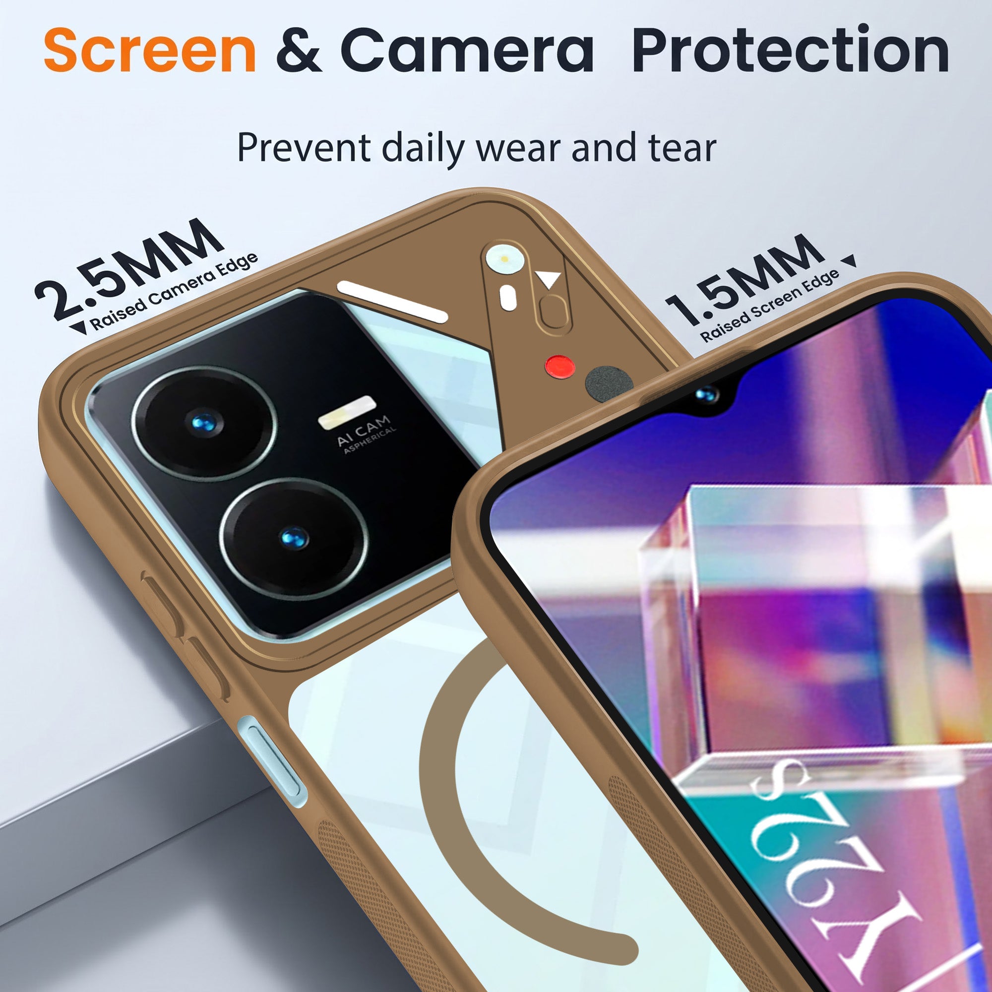 For Vivo Y22 | Vivo Y22s Back Cover Case Lifetime Anti-Yellow Clear (Camera Protection | Side Grip | Wireless MagSafe Compatible)