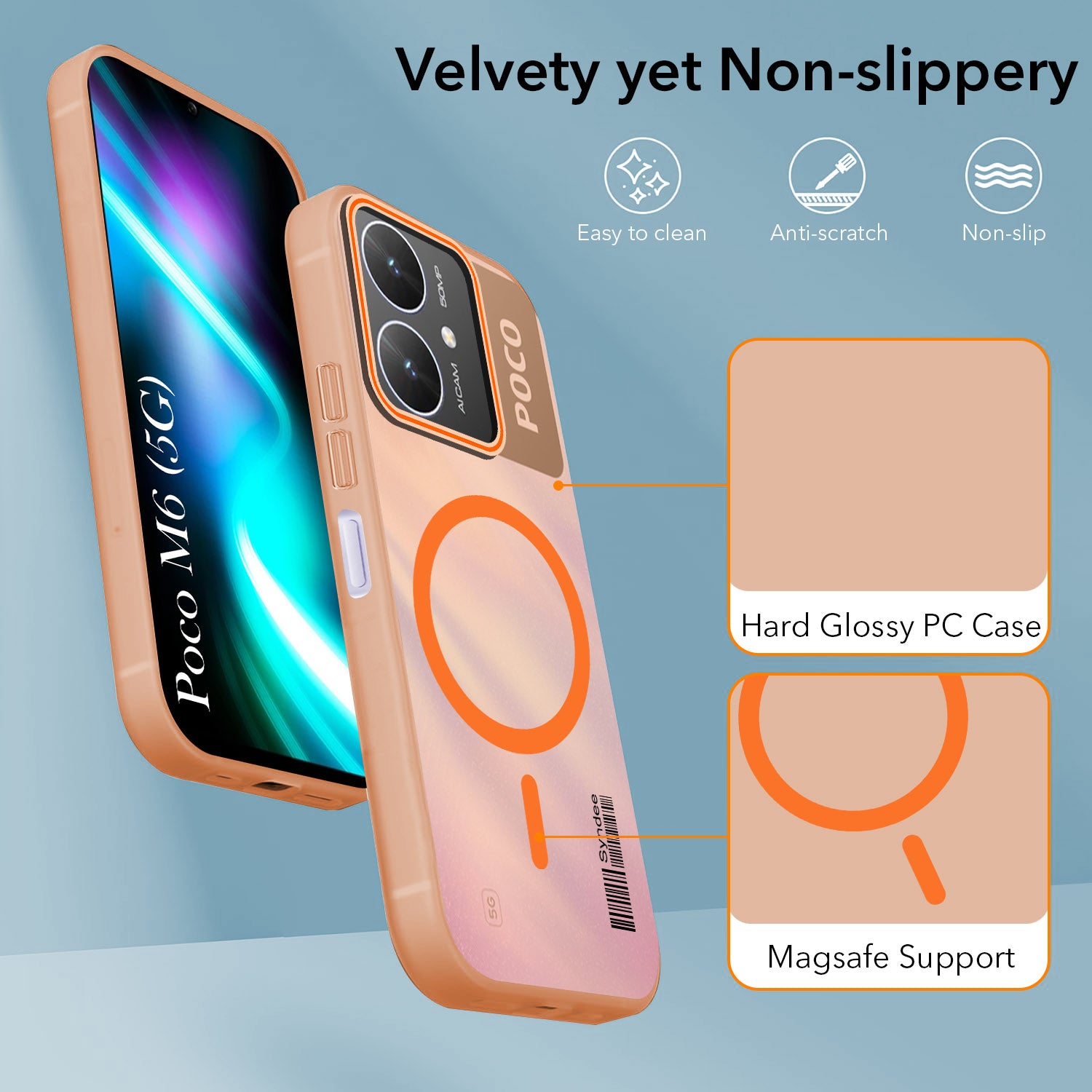 For Poco M6 5G Back Cover Case (Soft Touch | Camera Bump Protection | MagSafe Compatible | Matte Finish)