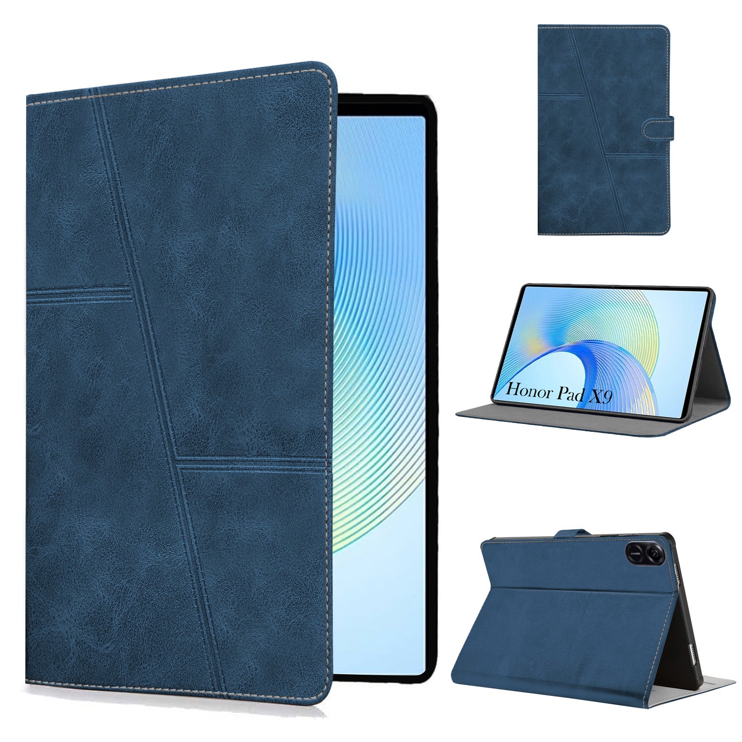 For Honor Pad X9 11.5 Inch Flip Cover Folio Case (PU Leather | Multi-Angle Smart Stand | Card Storage Slots | Silicone Back Pouch)