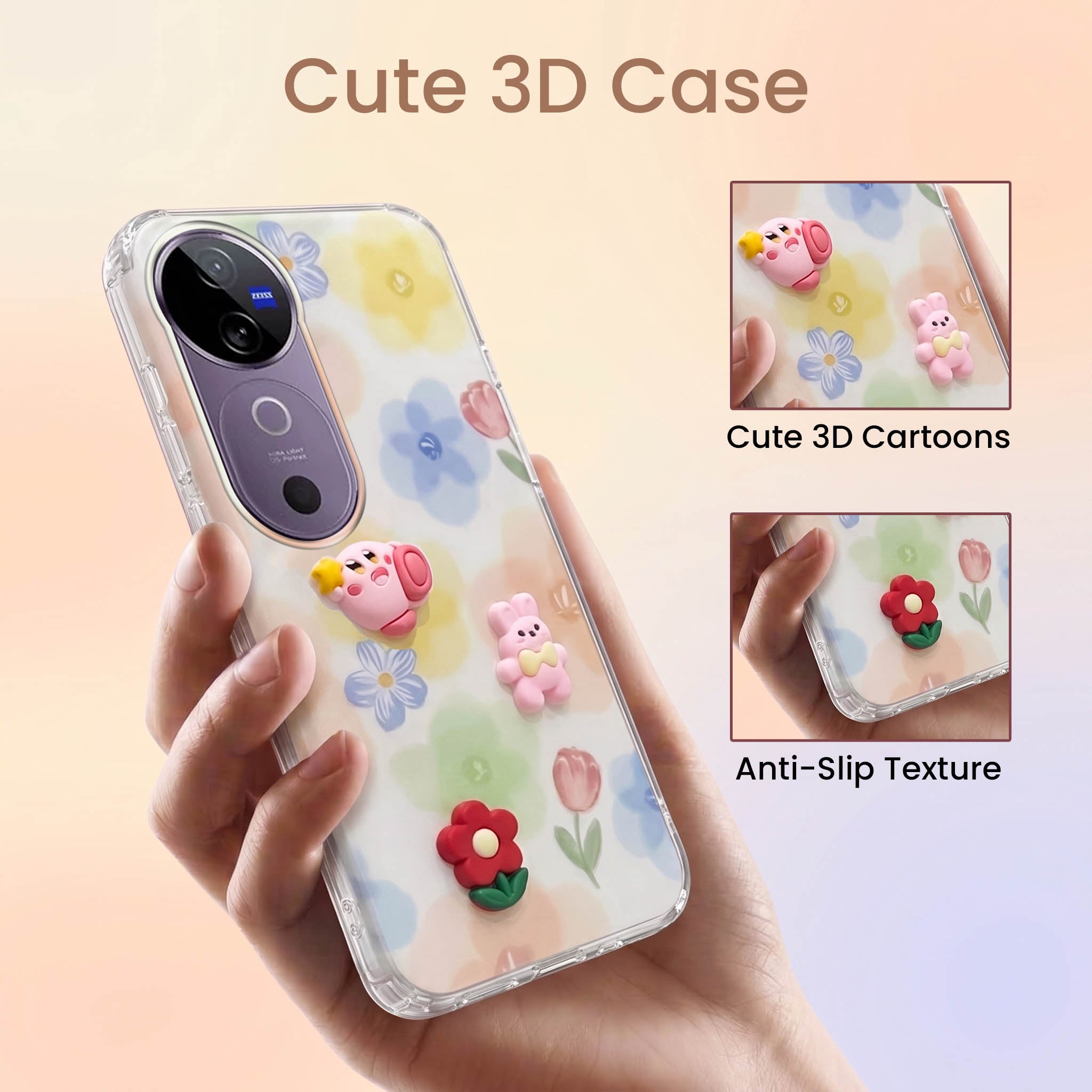 For Vivo V40 | Vivo V40 Pro 5G Back Cover Case (3D Cute Cartoons | Hard Back Side Soft | Matte Premium Finish | HD Printing)