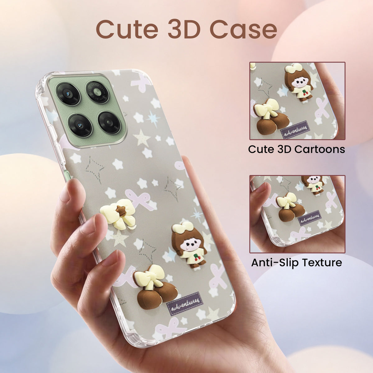 For Motorola Moto G77 Power Back Cover Case (3D Cute Cartoons | Hard Back Side Soft | Matte Premium Finish | HD Printing)