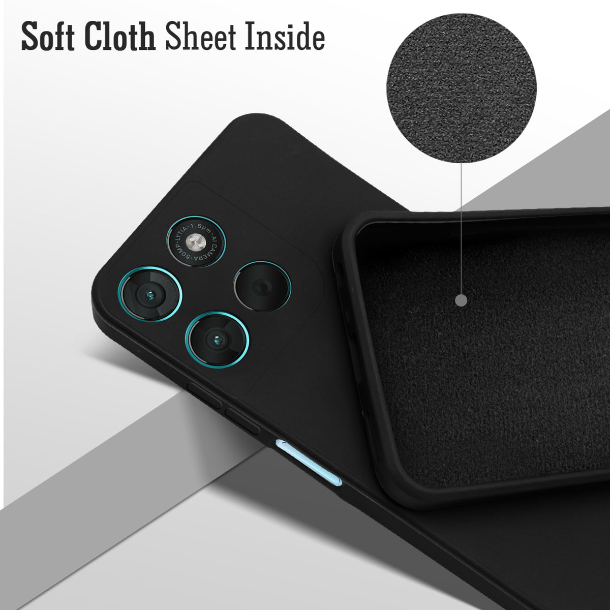 For Motorola G77 Power Back Cover Case (Matte Finish Silicone with Inside Fiber cloth)
