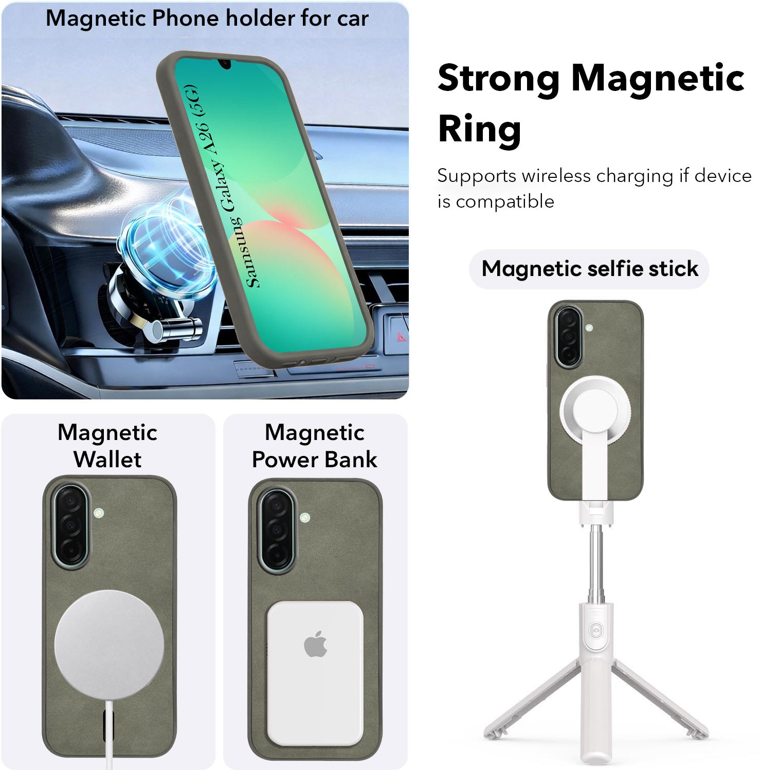 For Samsung Galaxy A26 5G Back Cover Case Leather Finish (MagSafe Compatible Wireless Charging | Soft Touch | Camera Bump Protection)