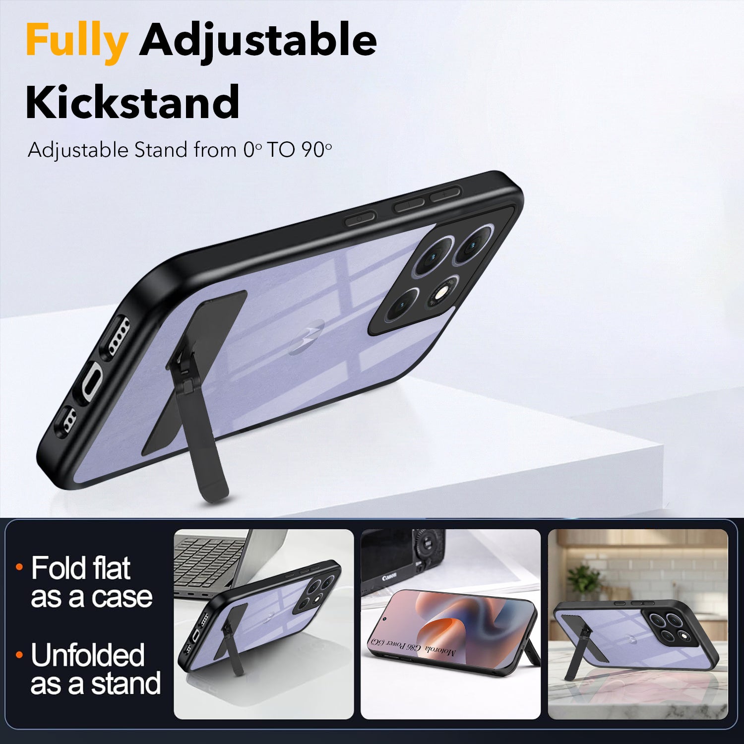 For Motorola Moto G86 Power Back Cover Case (Built-in Stand | Lifetime Anti Yellow | Kickstand Shockproof | Camera Protection | MagSafe Compatible)