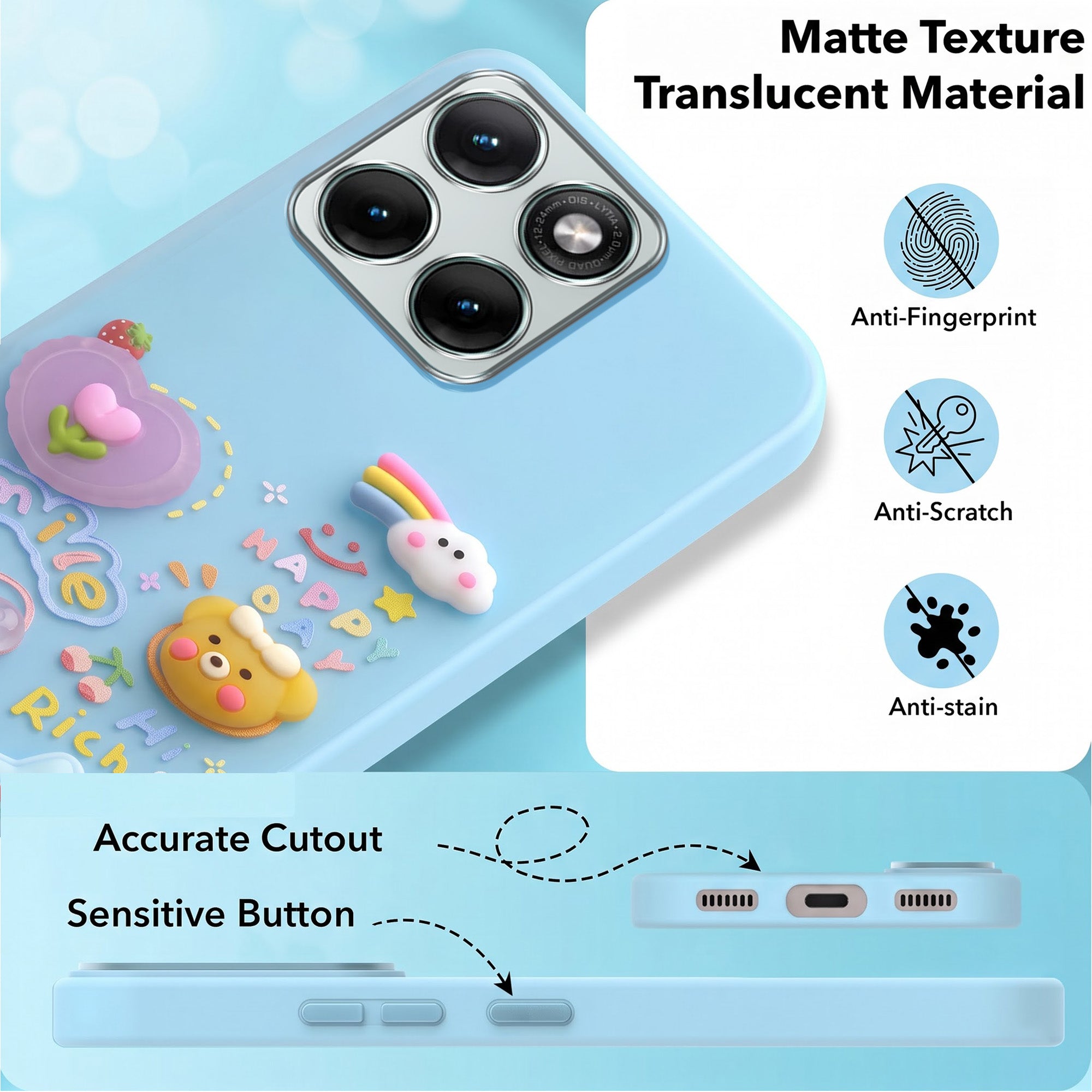 For Motorola Moto Edge 70 Fusion Back Cover Case (3D Cute Cartoons | Hard Back Side Soft | Matte Premium Finish | HD Printing)
