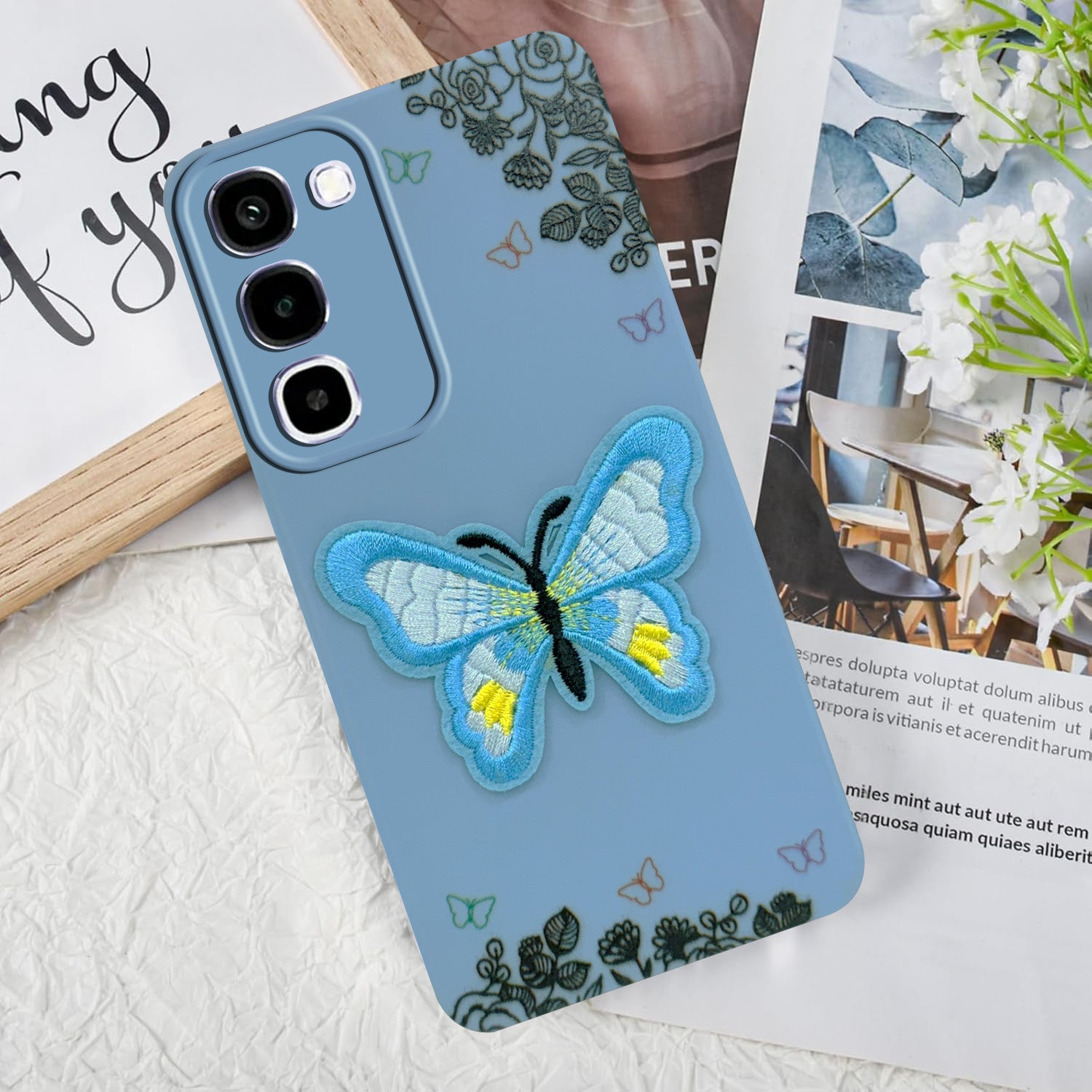 For Realme P4R 5G Back Cover Case (Soft Butterfly Embroidery | Women Teen Girls | Camera Protection| Matte Silicone)