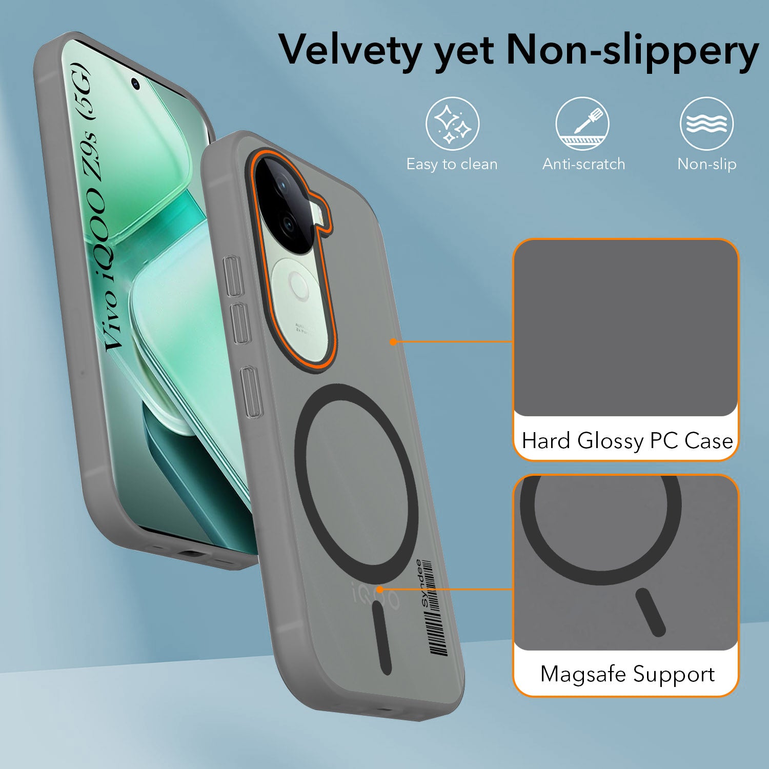 For Vivo iQOO Z9s Back Cover Case (Soft Touch | Camera Bump Protection | MagSafe Compatible | Matte Finish)