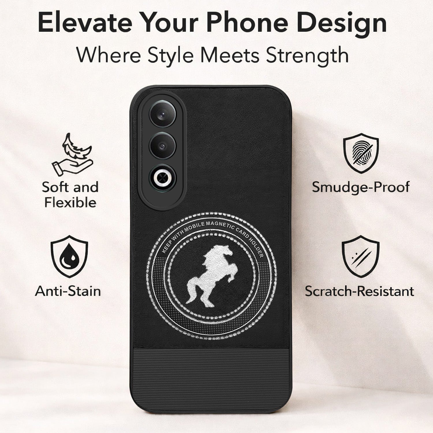 For OnePlus Nord CE 4 Back Cover Case PU Leather Finish (Professional Minimalist Texture | MagSafe Compatile | Camera Protection | Sleek Sober Formal)