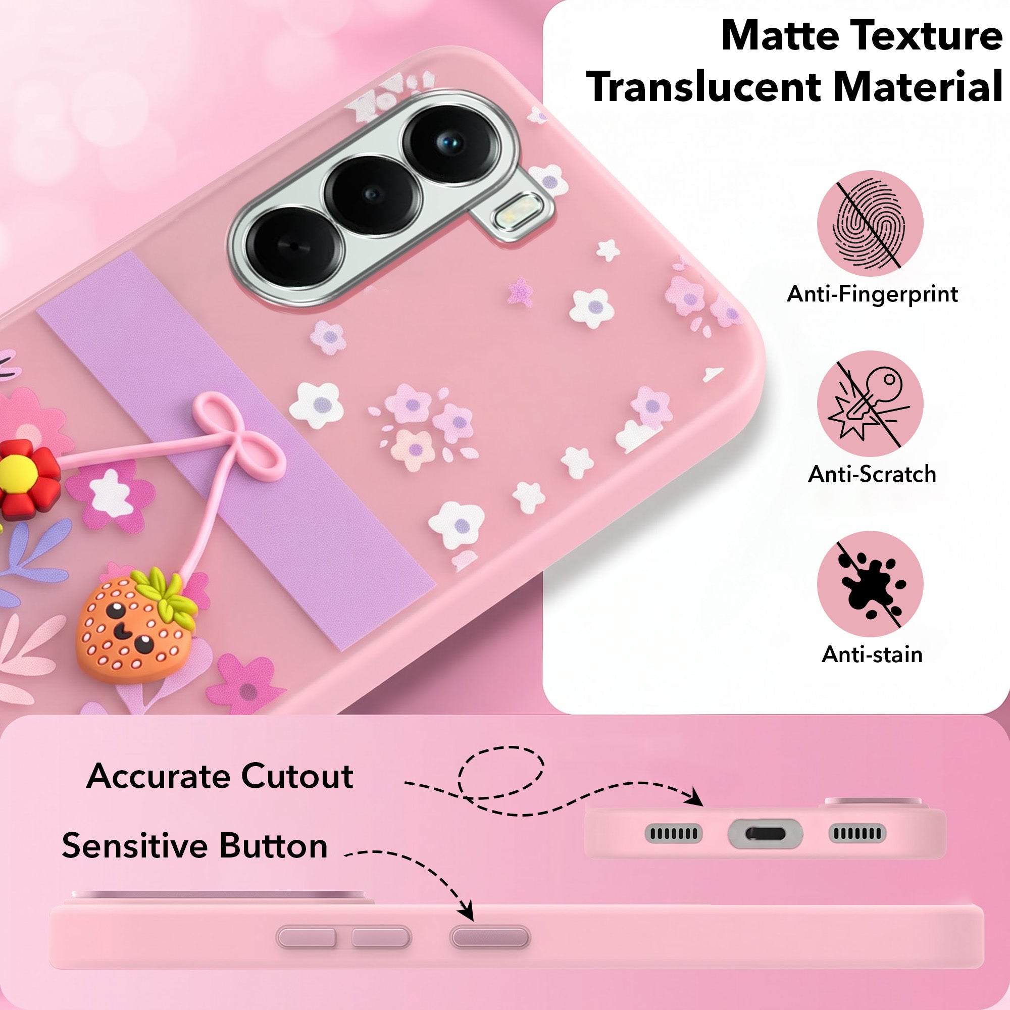 For OnePlus Nord CE 6 Lite Back Cover Case (3D Cute Cartoons | Hard Back Side Soft | Matte Premium Finish | HD Printing)