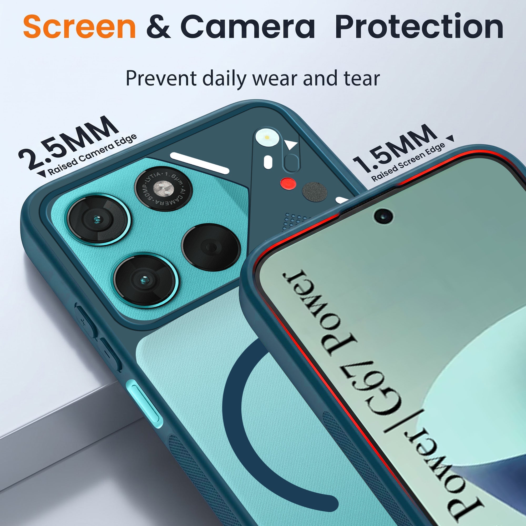 For Motorola Moto G67 Power | G57 Power Back Cover Case Lifetime Anti-Yellow Clear (Camera Protection | Side Grip | Wireless MagSafe Compatible)